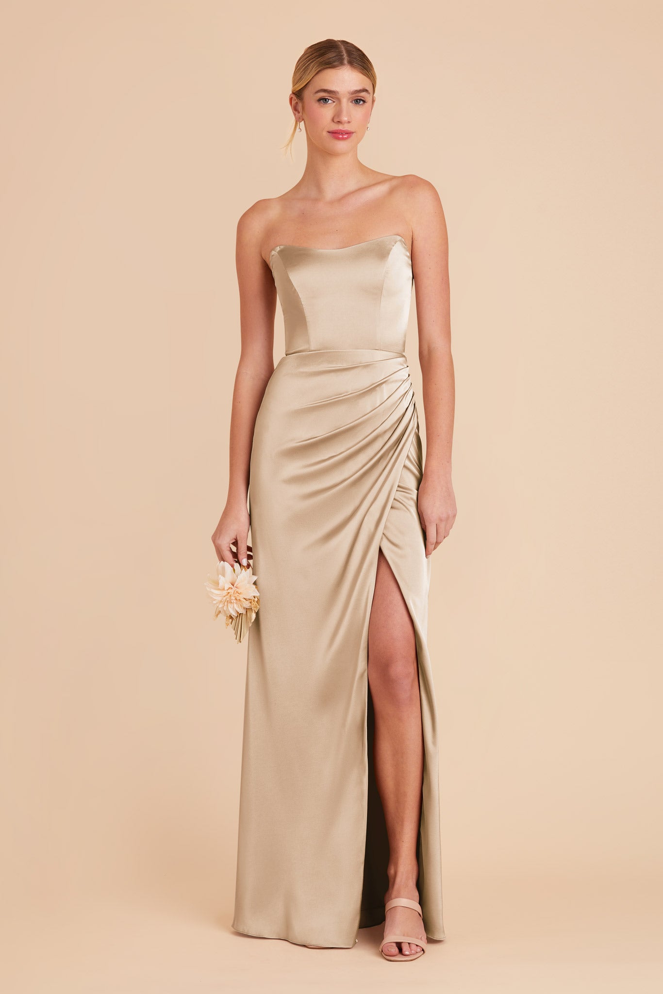 Matte Satin Corset Dress with Removable Straps | Anne Gold