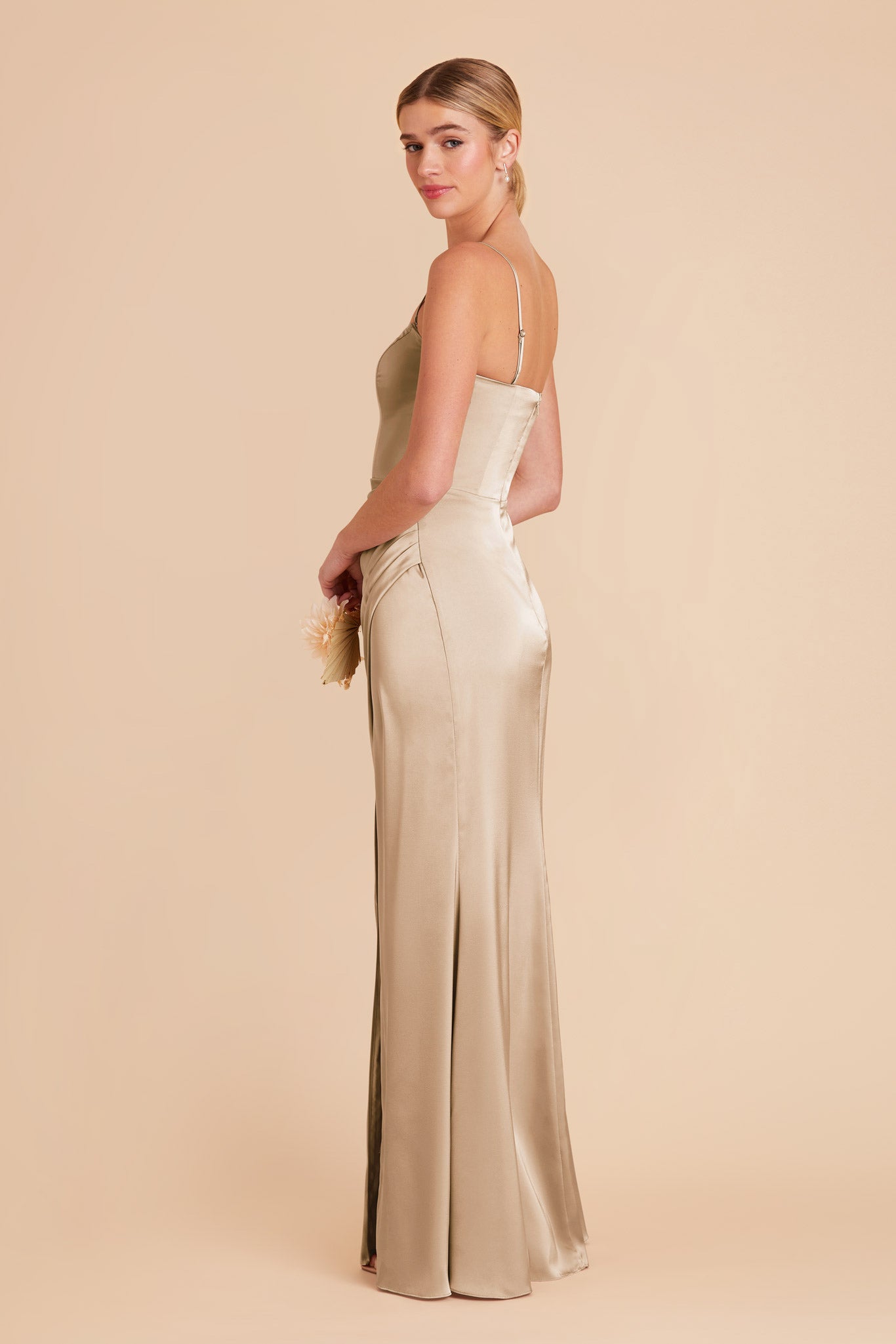 Matte Satin Corset Dress with Removable Straps | Anne Gold