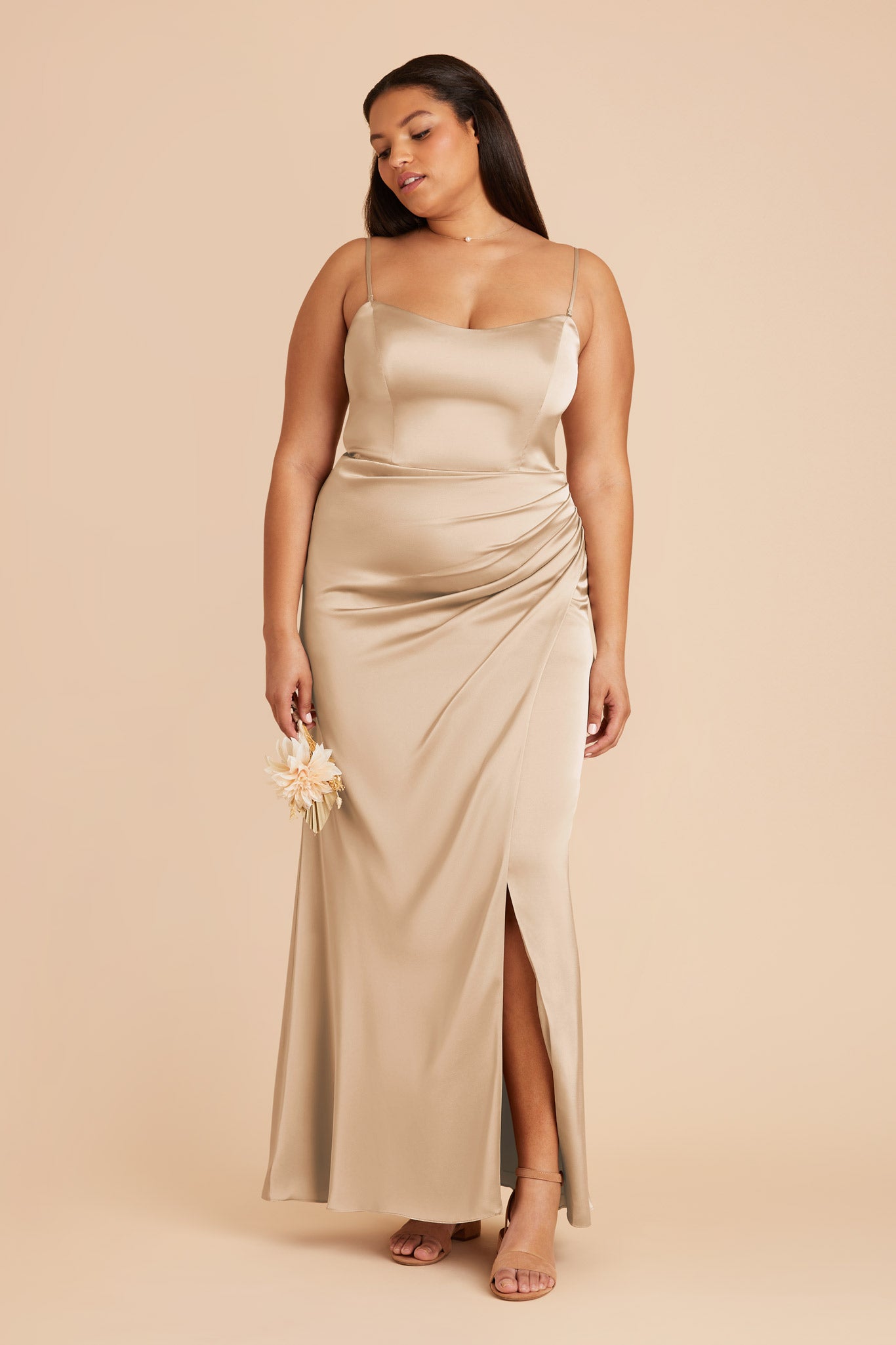 Matte Satin Corset Dress with Removable Straps | Anne Gold