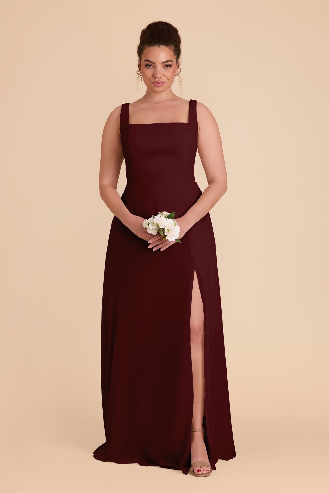 Chiffon Convertible Dress with Bows | Alex - Cabernet
