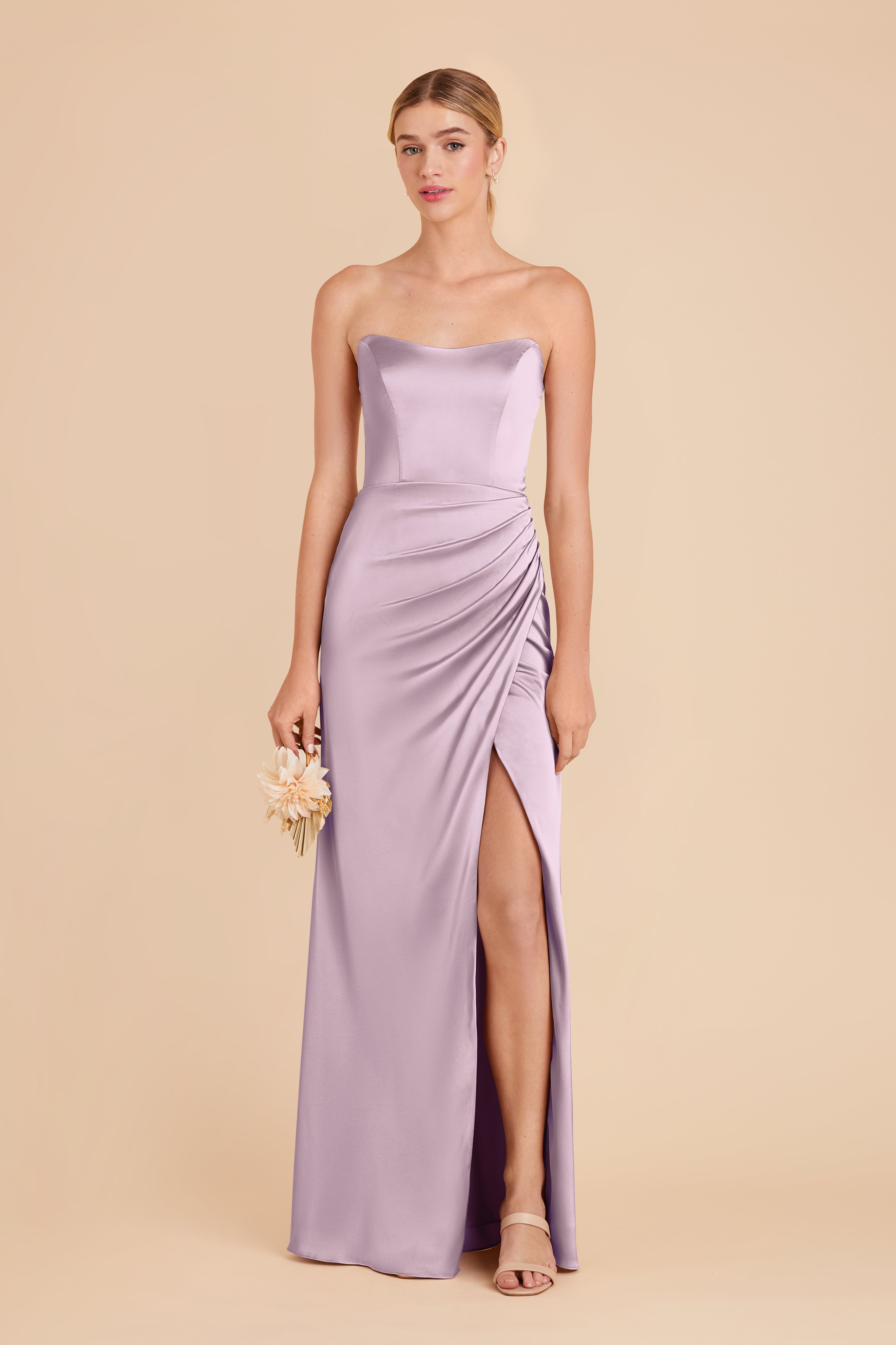 Matte Satin Corset Dress with Removable Straps | Anne Lavender
