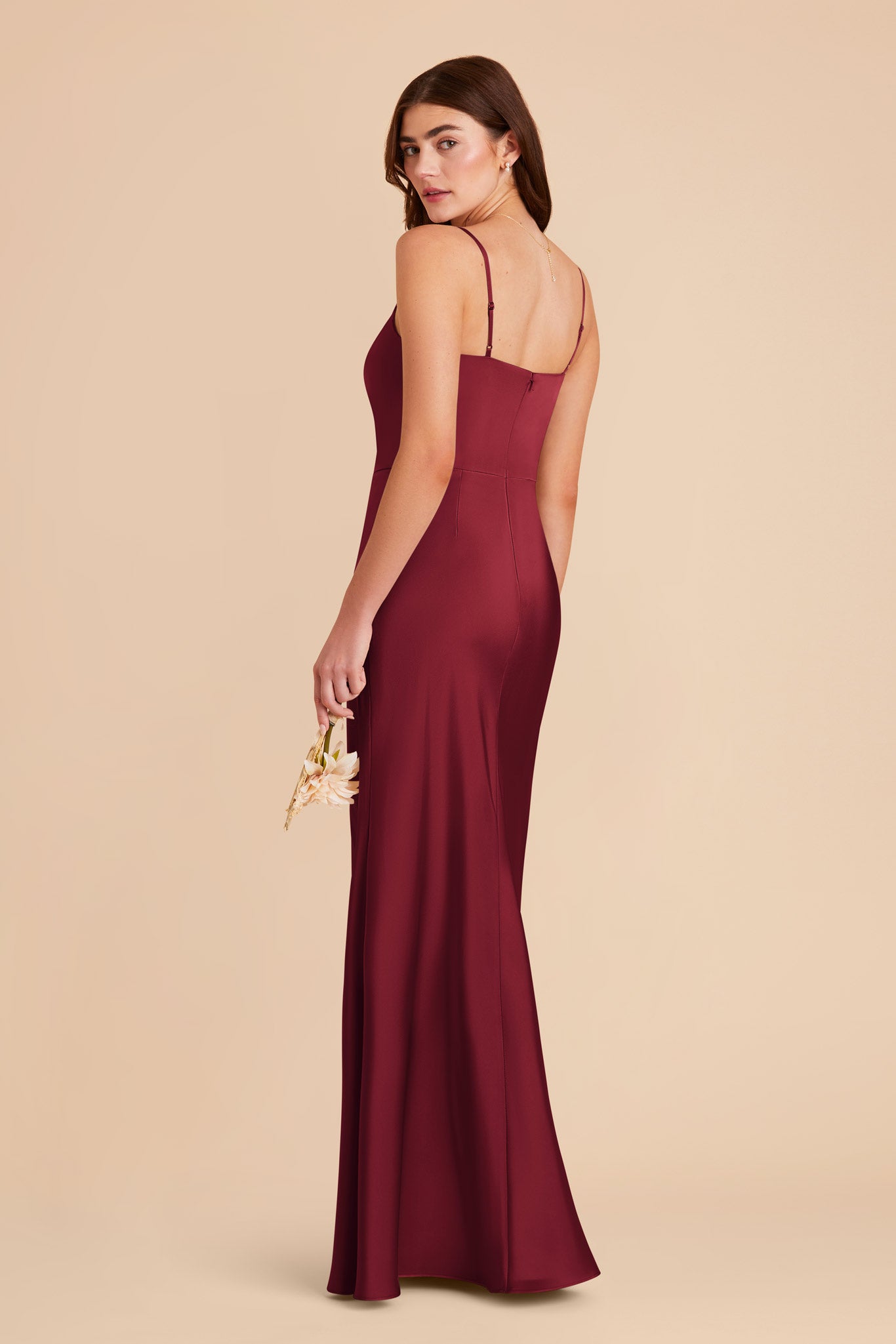 Matte Satin A-Line Dress with Scoop Neck | Mai Burgundy