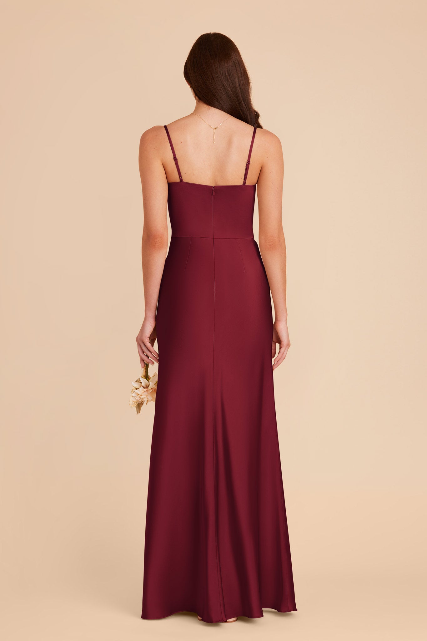 Matte Satin A-Line Dress with Scoop Neck | Mai Burgundy
