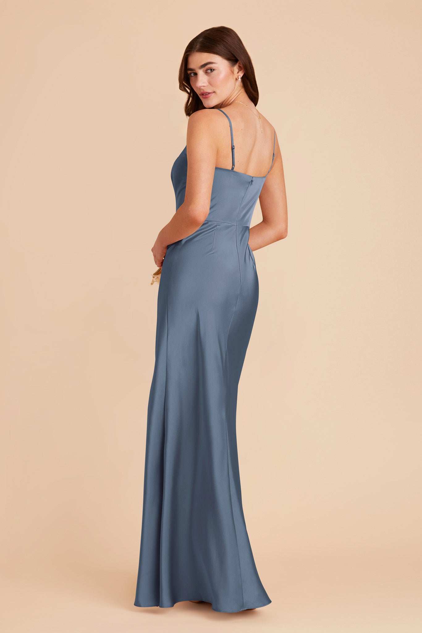 Satin A-Line Dress with Scoop Neck | Mai French Blue