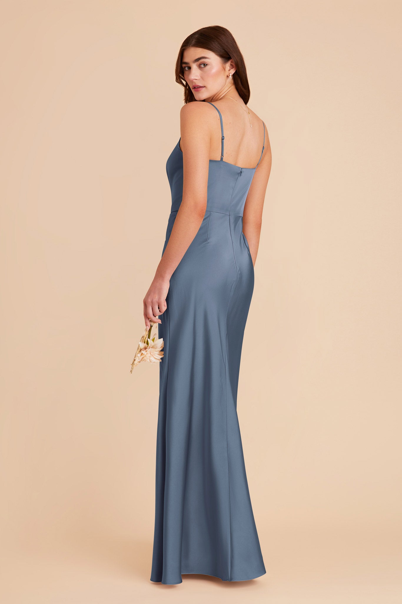 Satin A-Line Dress with Scoop Neck | Mai French Blue