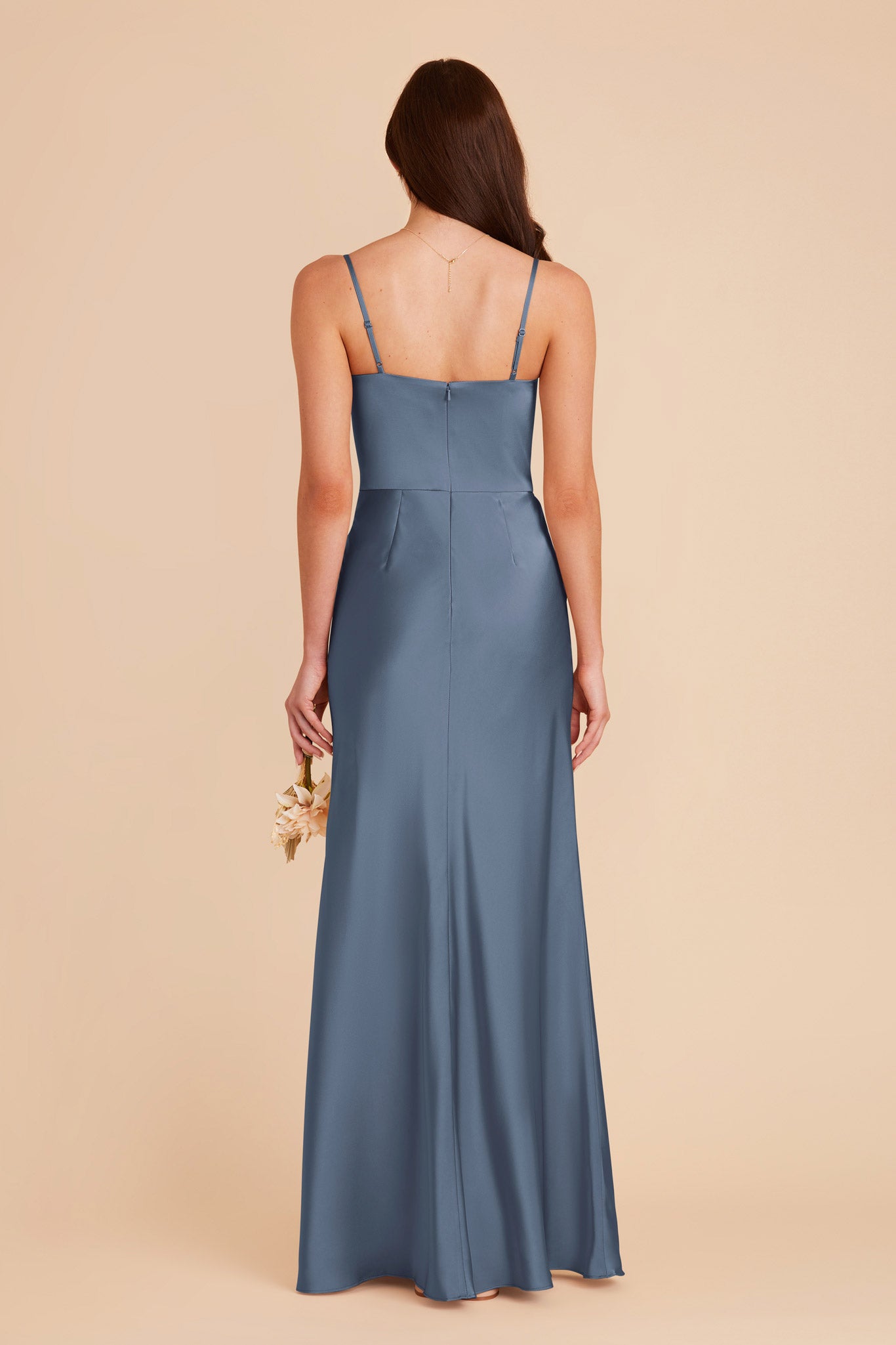 Satin A-Line Dress with Scoop Neck | Mai French Blue