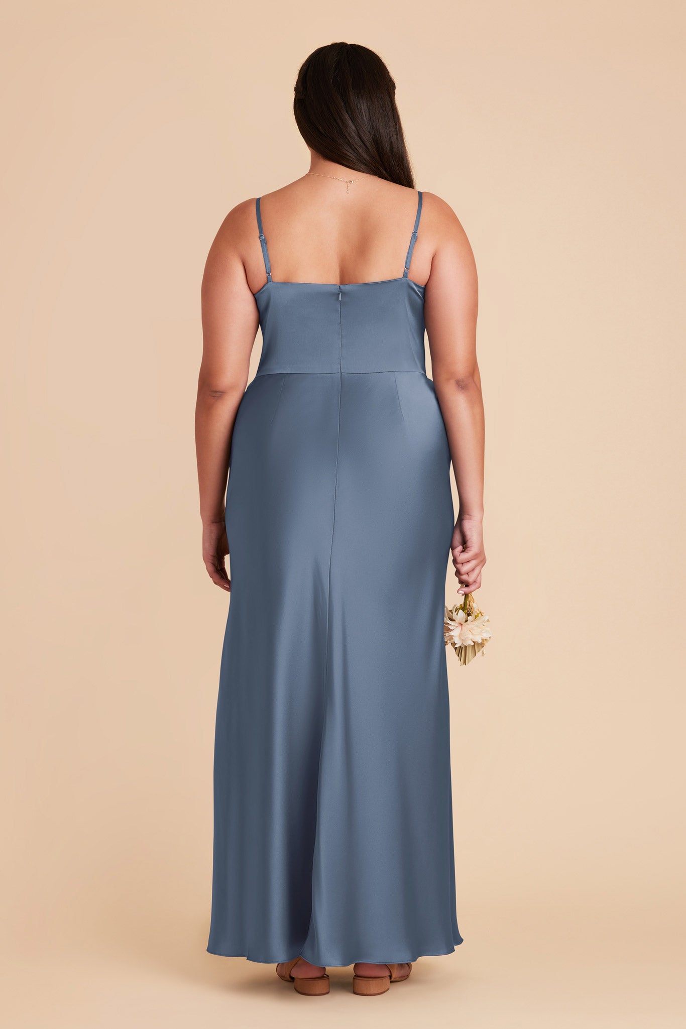 Satin A-Line Dress with Scoop Neck | Mai French Blue