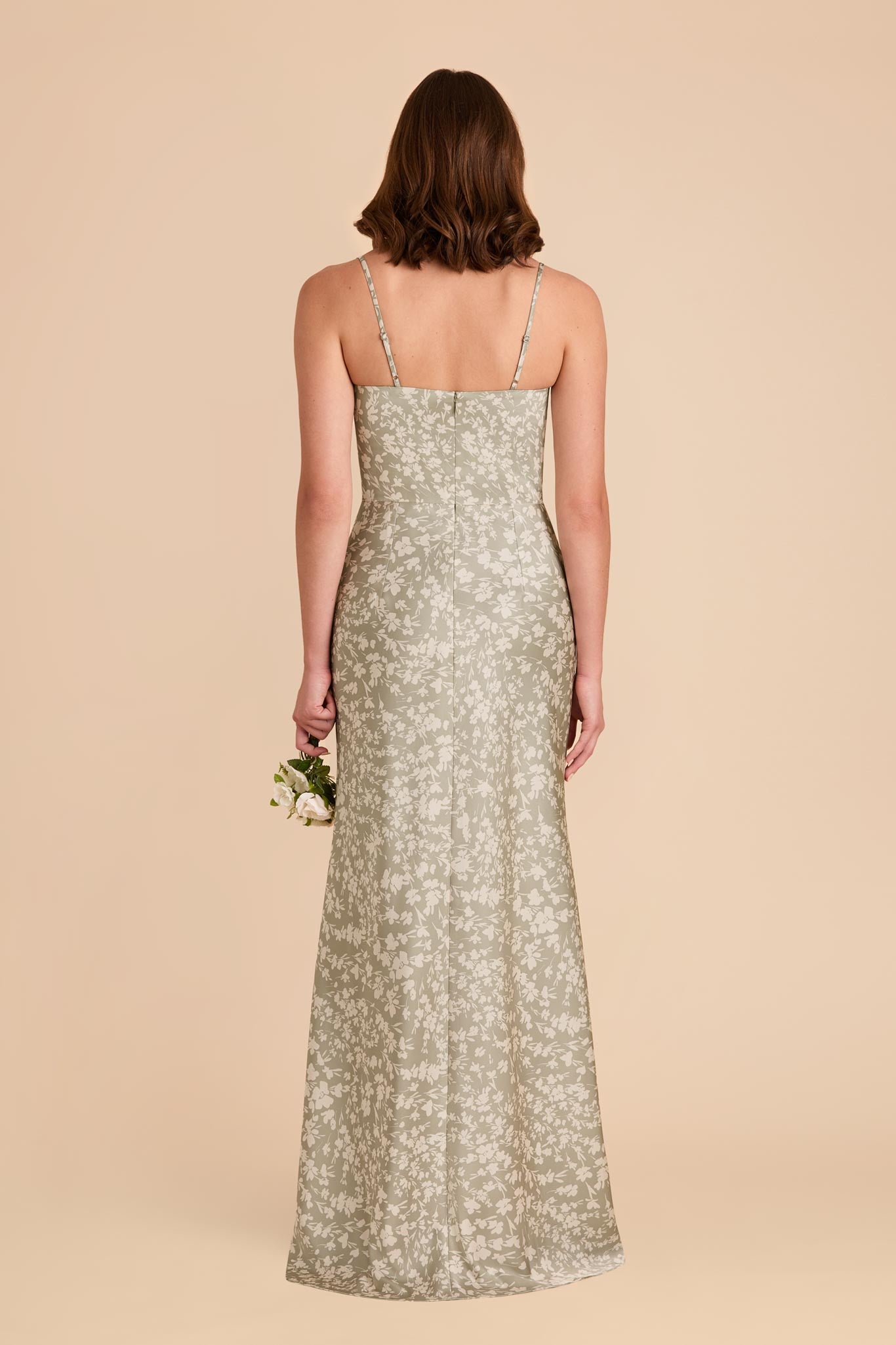 Satin A-Line Dress with Scoop Neck | Mai Matte Moss Green