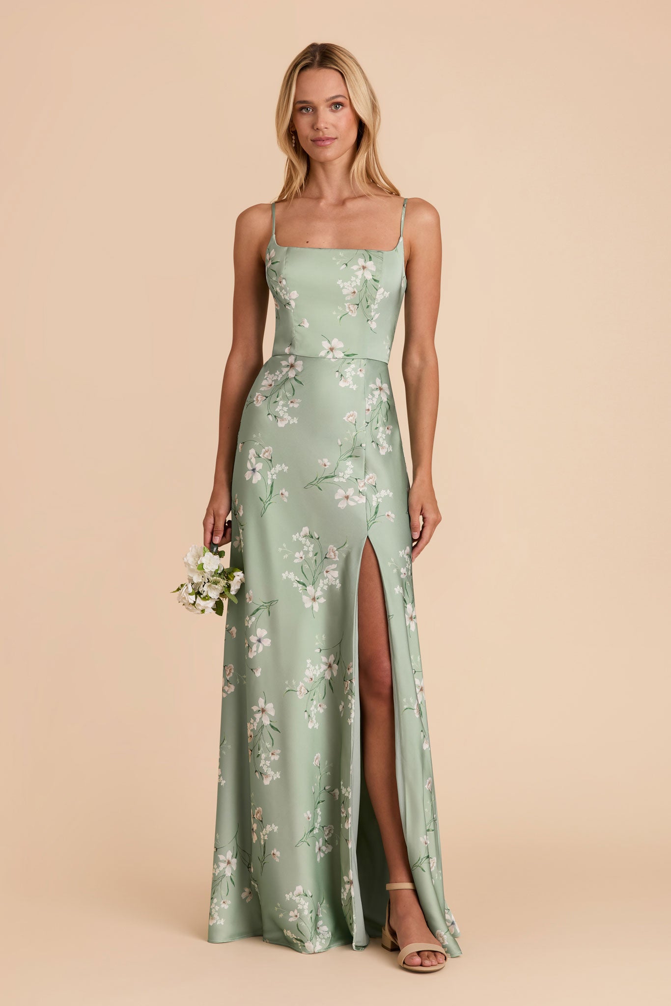 Satin A-Line Dress with Scoop Neck | Mai Sage Le Fleur