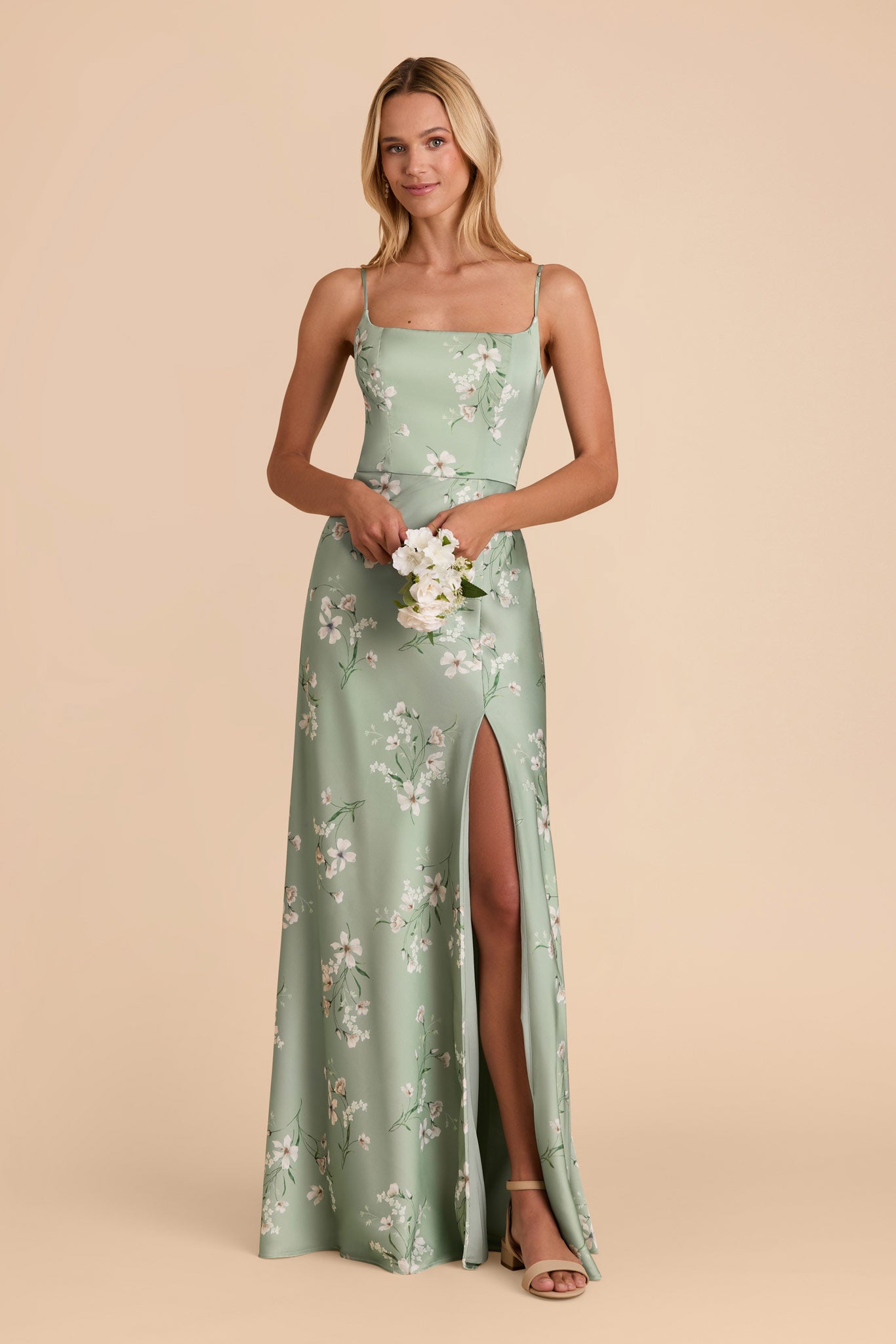 Satin A-Line Dress with Scoop Neck | Mai Sage Le Fleur