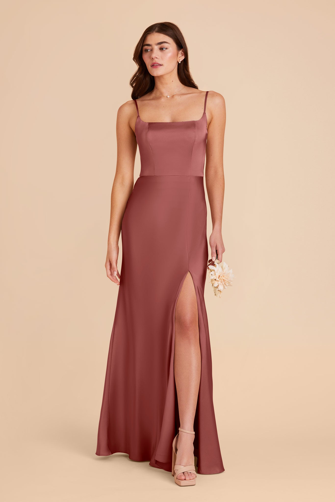 Matte Satin A-Line Dress with Scoop Neck | Mai Wild Rose