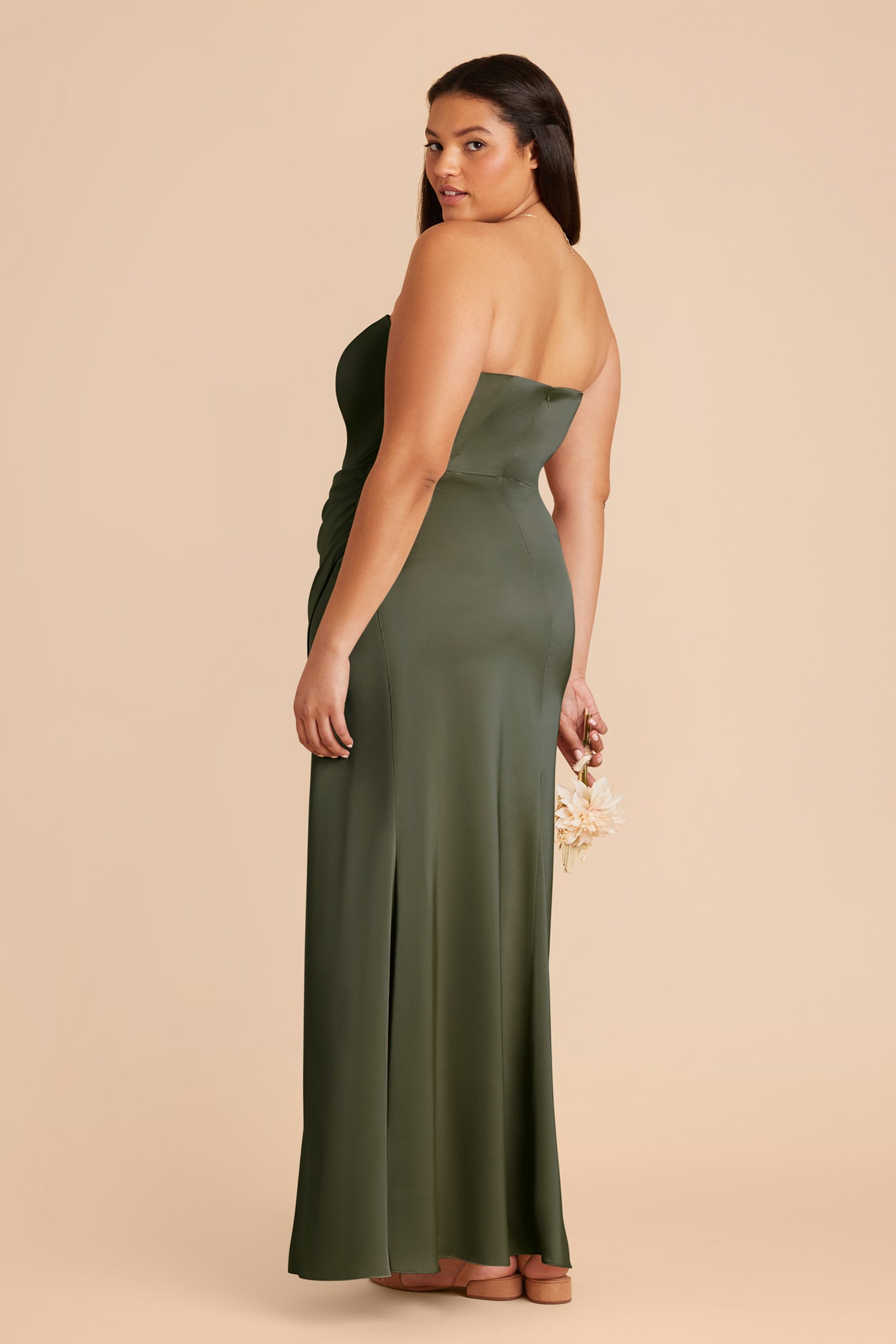 Corset Style Matte Satin Dress with Removable Straps | Anne