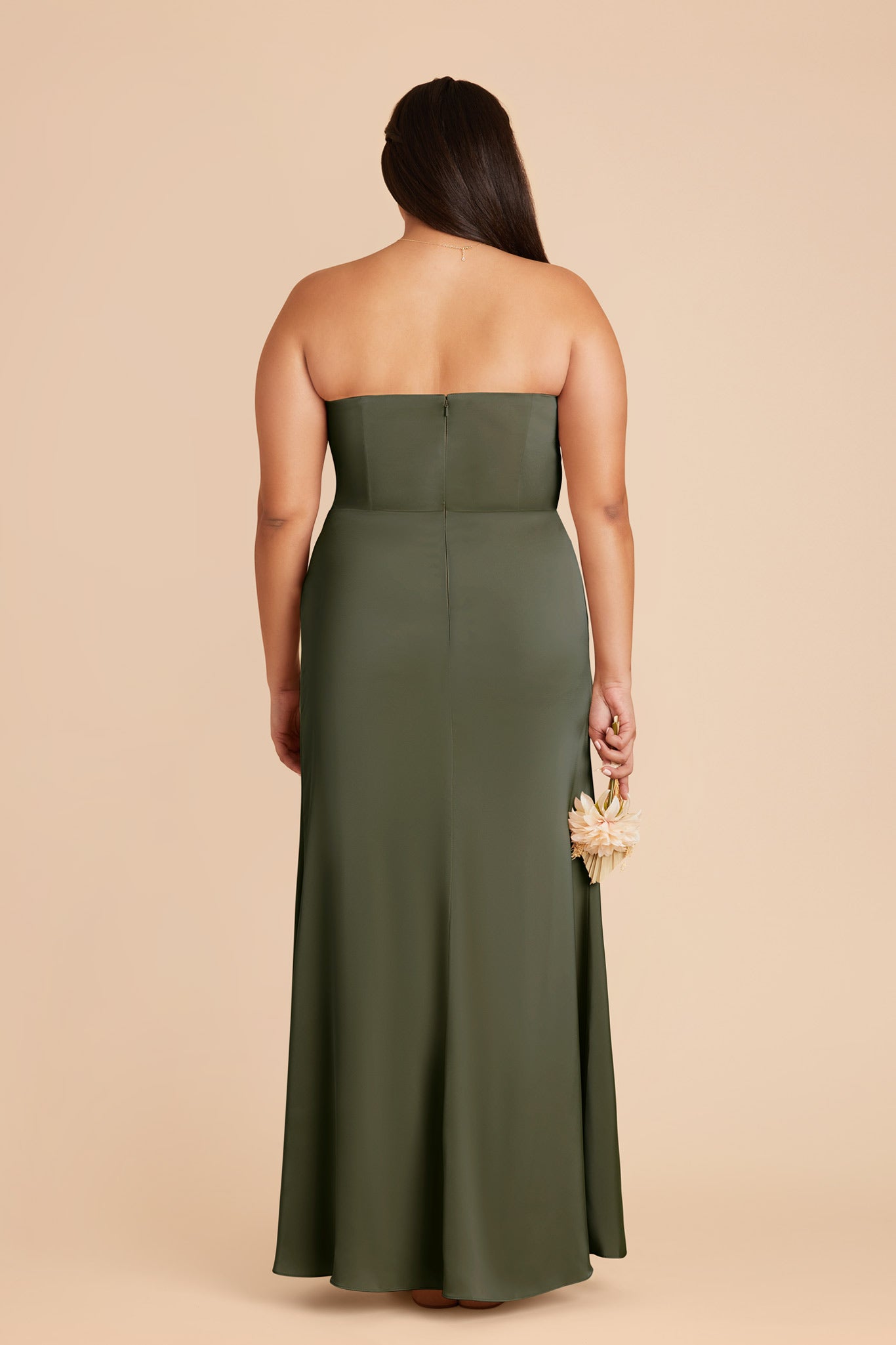 Corset Style Matte Satin Dress with Removable Straps | Anne
