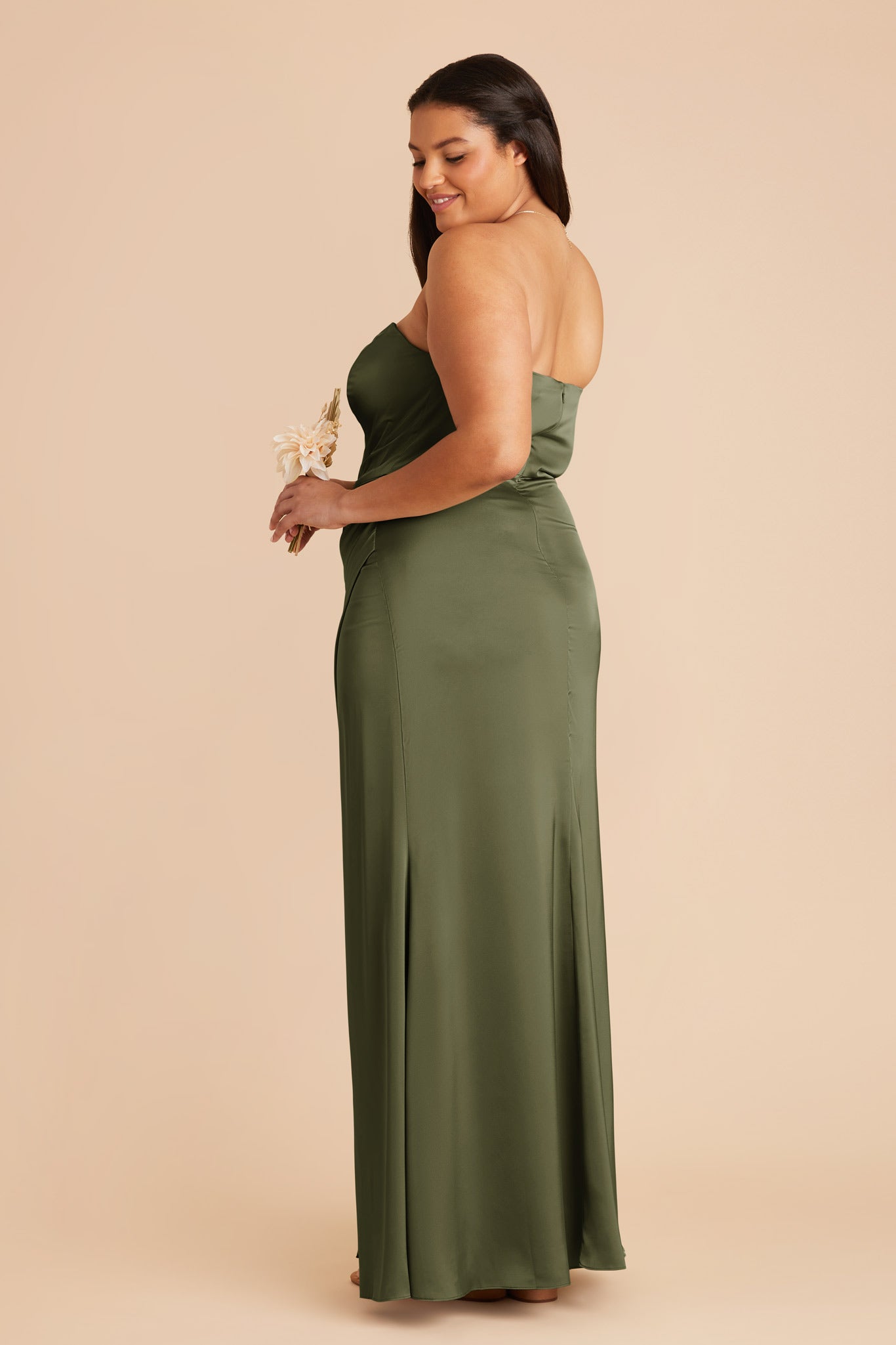 Corset Style Matte Satin Dress with Removable Straps | Anne