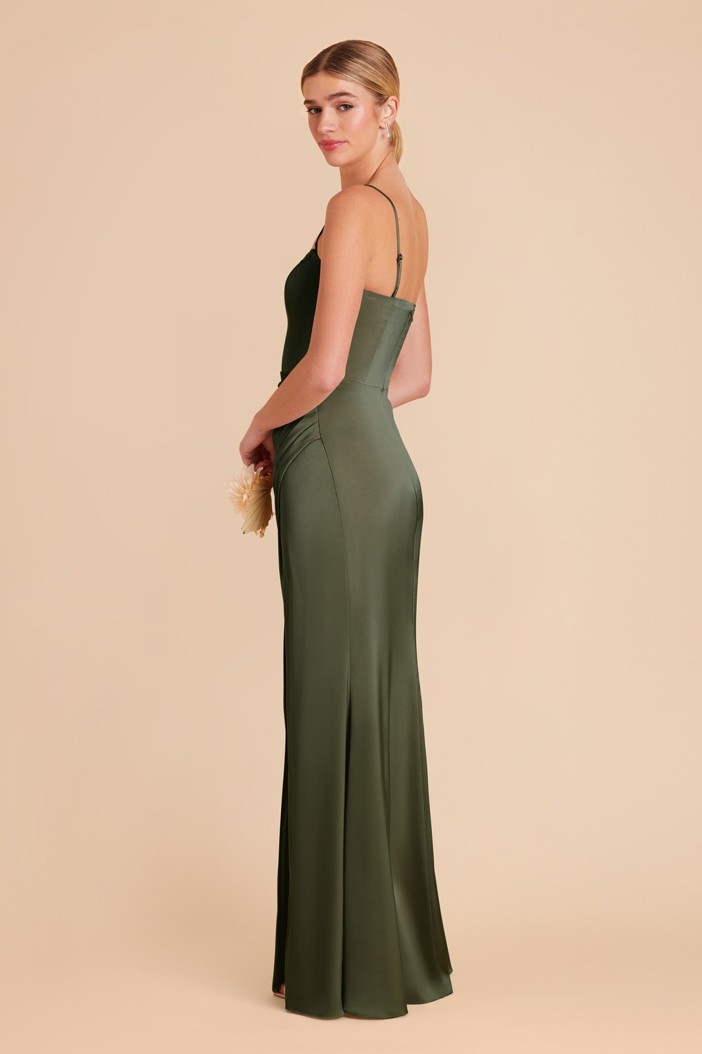 Corset Style Matte Satin Dress with Removable Straps | Anne