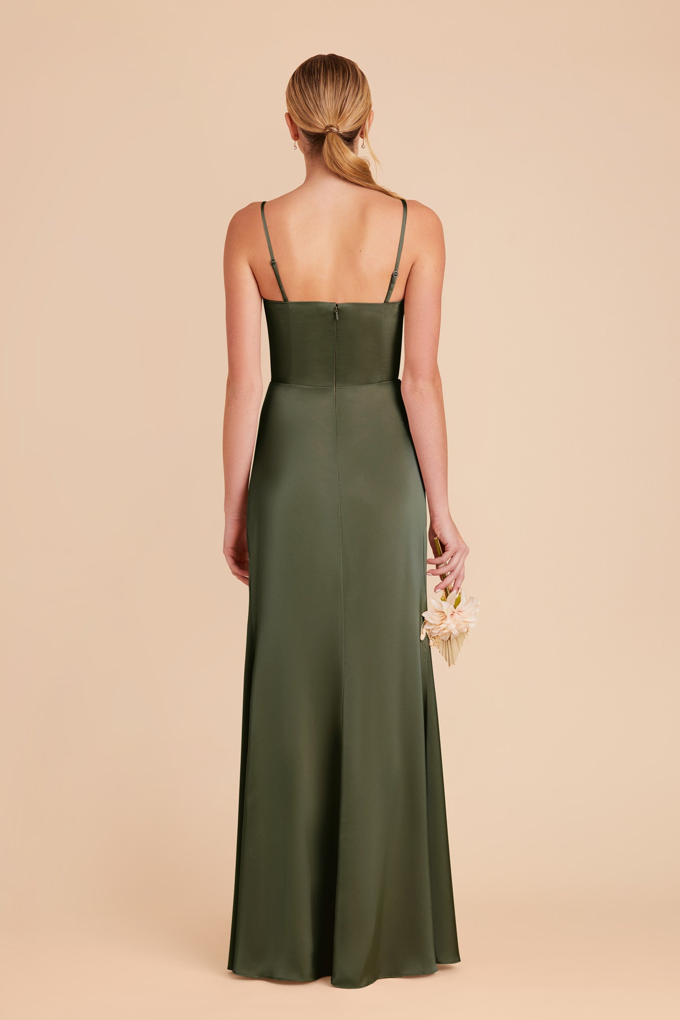 Corset Style Matte Satin Dress with Removable Straps | Anne
