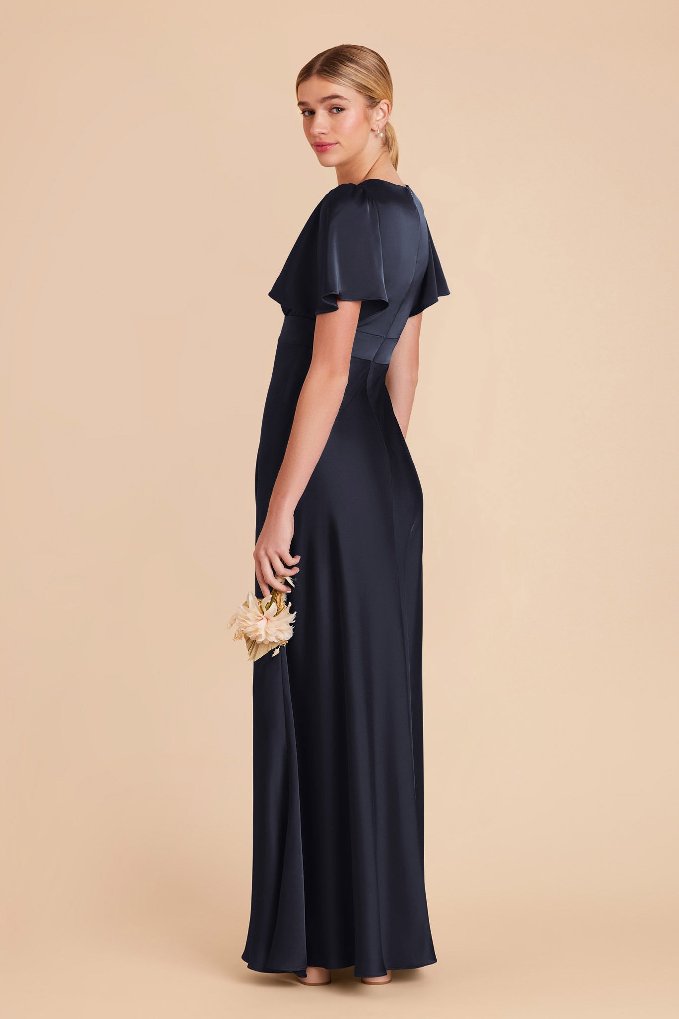 Ethereal A-Line Bridesmaid Dress with High Slit & Flutter Sleeves | Marni