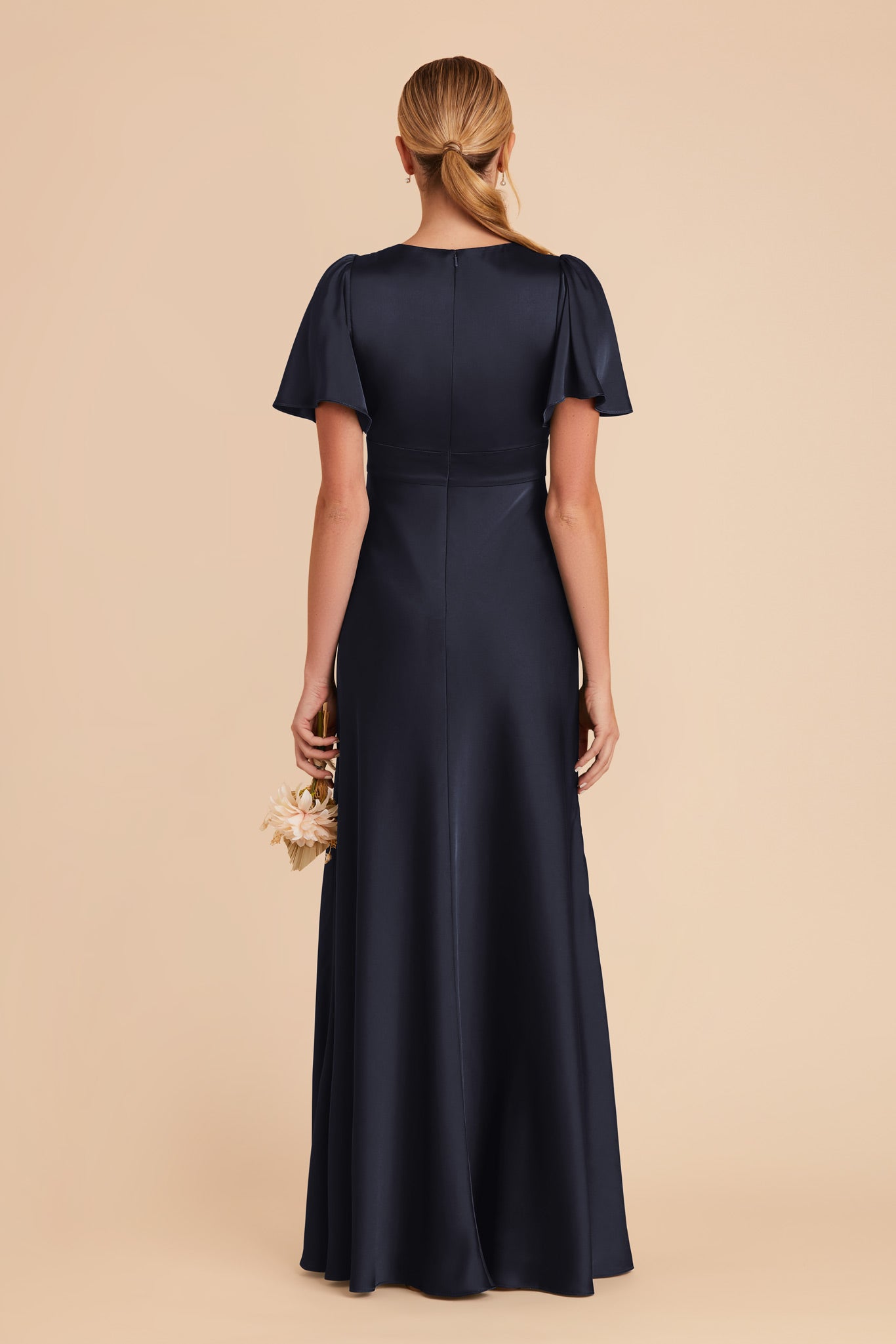 Ethereal A-Line Bridesmaid Dress with High Slit & Flutter Sleeves | Marni