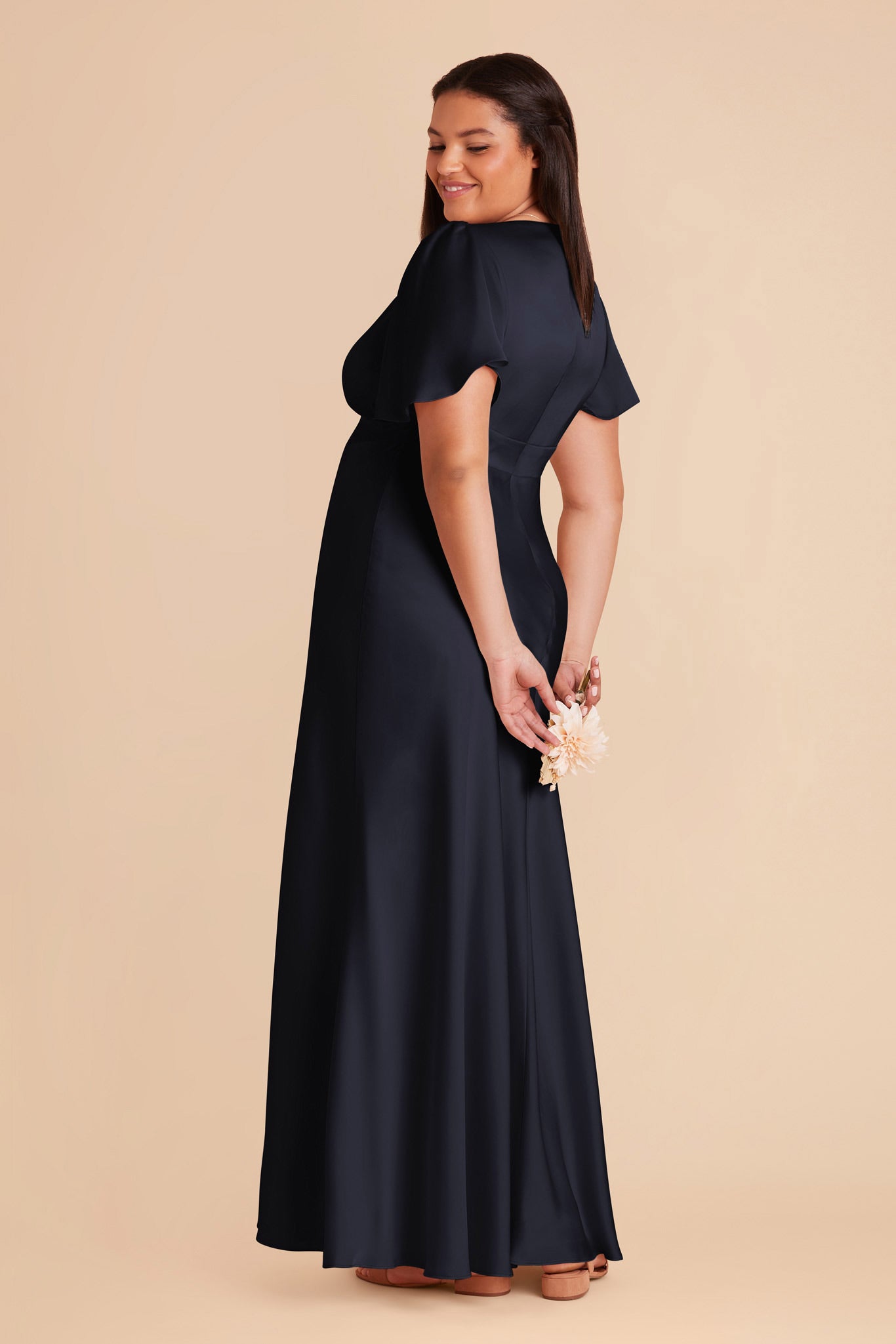 Ethereal A-Line Bridesmaid Dress with High Slit & Flutter Sleeves | Marni