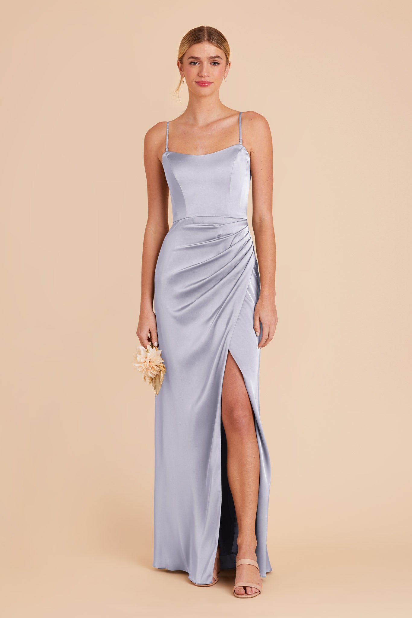 Matte Satin Corset Dress with Removable Straps | Anne Periwinkle Blue