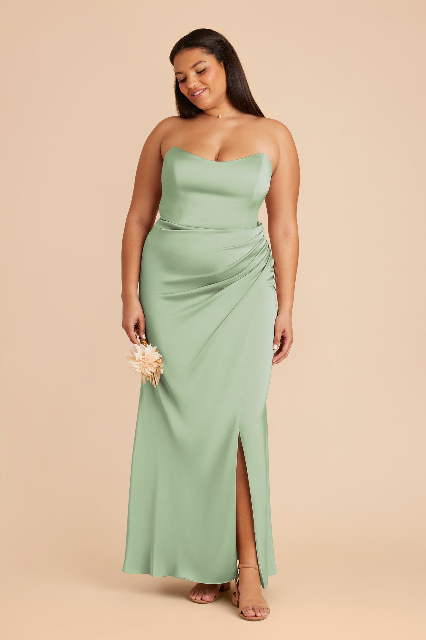 Matte Satin Corset Dress with Removable Straps | Anne