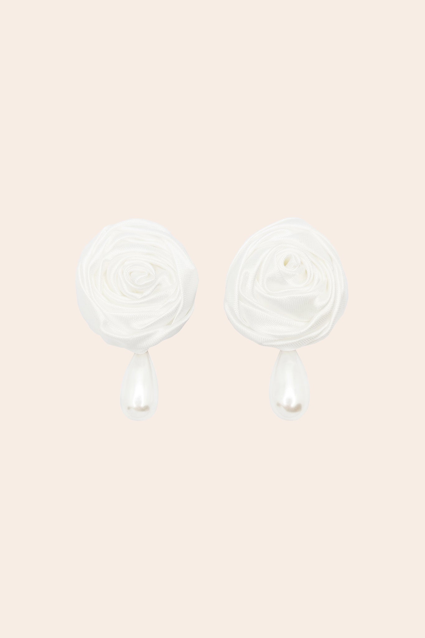 3D Floral Pearl Drop Earrings | Rosette Design by Petit Moments