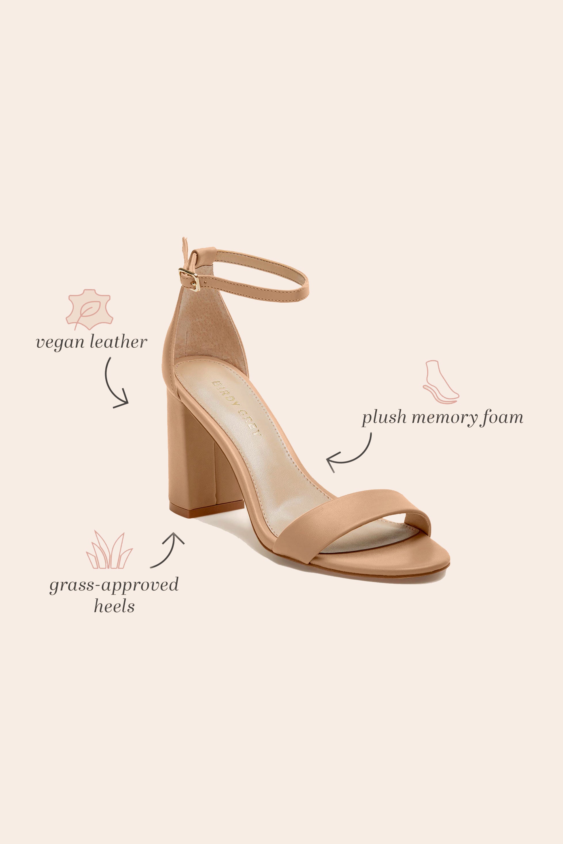 Chunky Heel Bridesmaid Shoes for Weddings | Mary High Nude Latte