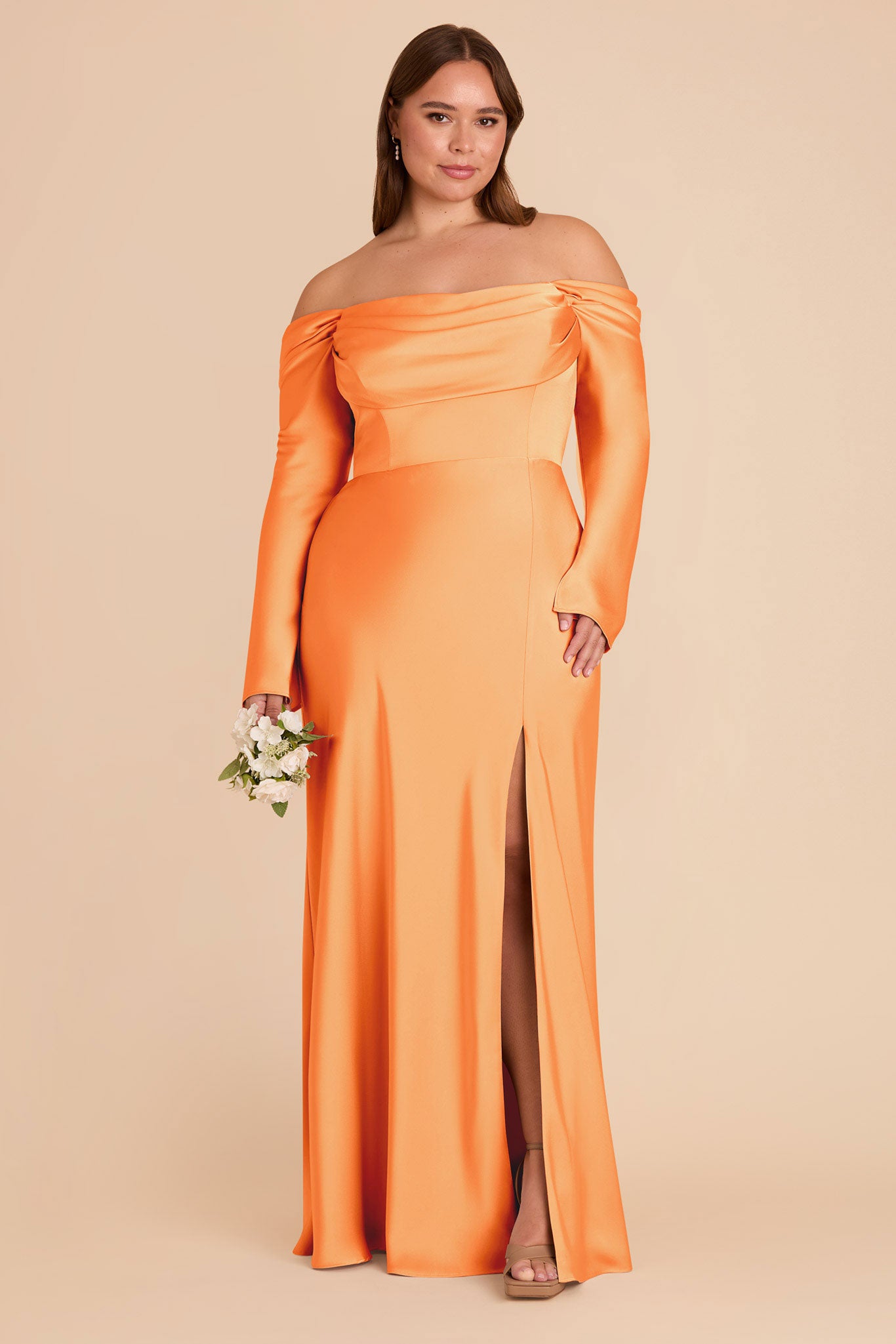 Off-the-Shoulder Bridesmaid Dress with Cowl Neck | Maya Matte Satin