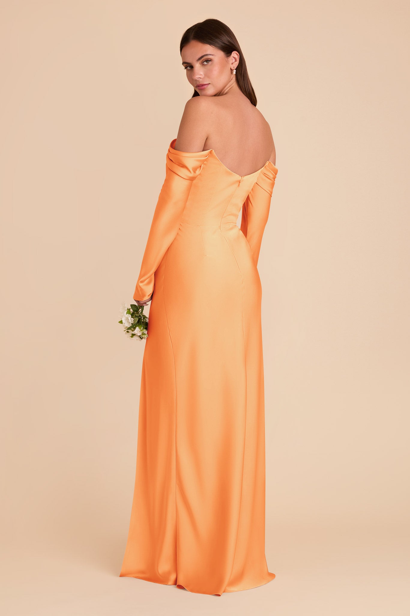 Off-the-Shoulder Bridesmaid Dress with Cowl Neck | Maya Matte Satin