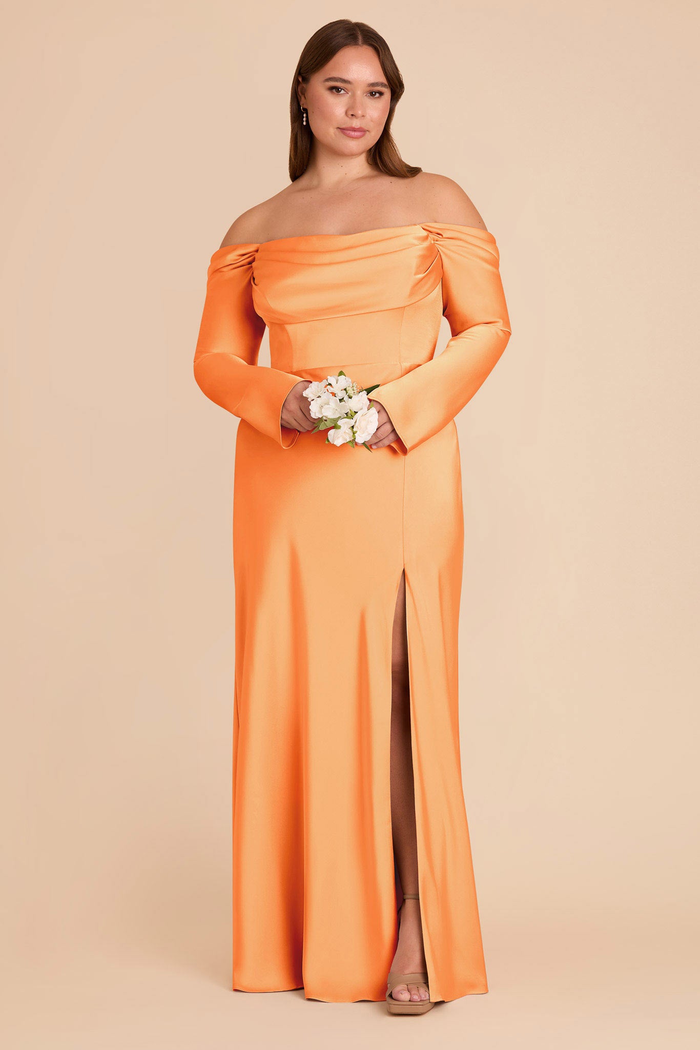 Off-the-Shoulder Bridesmaid Dress with Cowl Neck | Maya Matte Satin