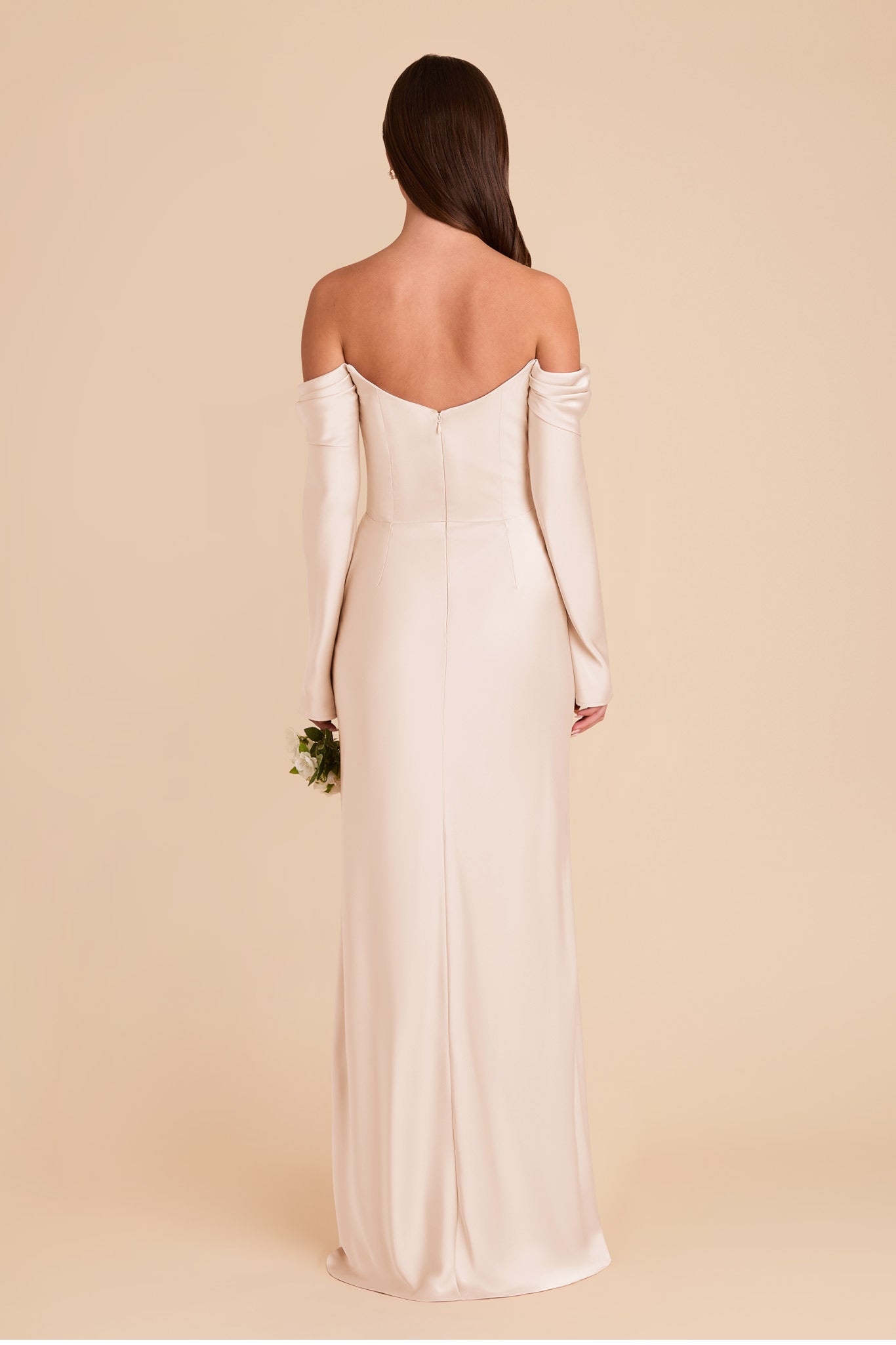 Champagne Satin Bridesmaid Dress with Cowl Neck | Maya Matte