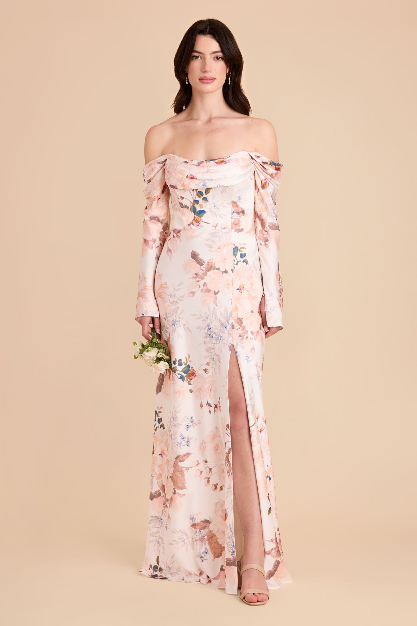 Off-the-Shoulder Bridesmaid Dress with Cowl Neck | Maya Matte Satin