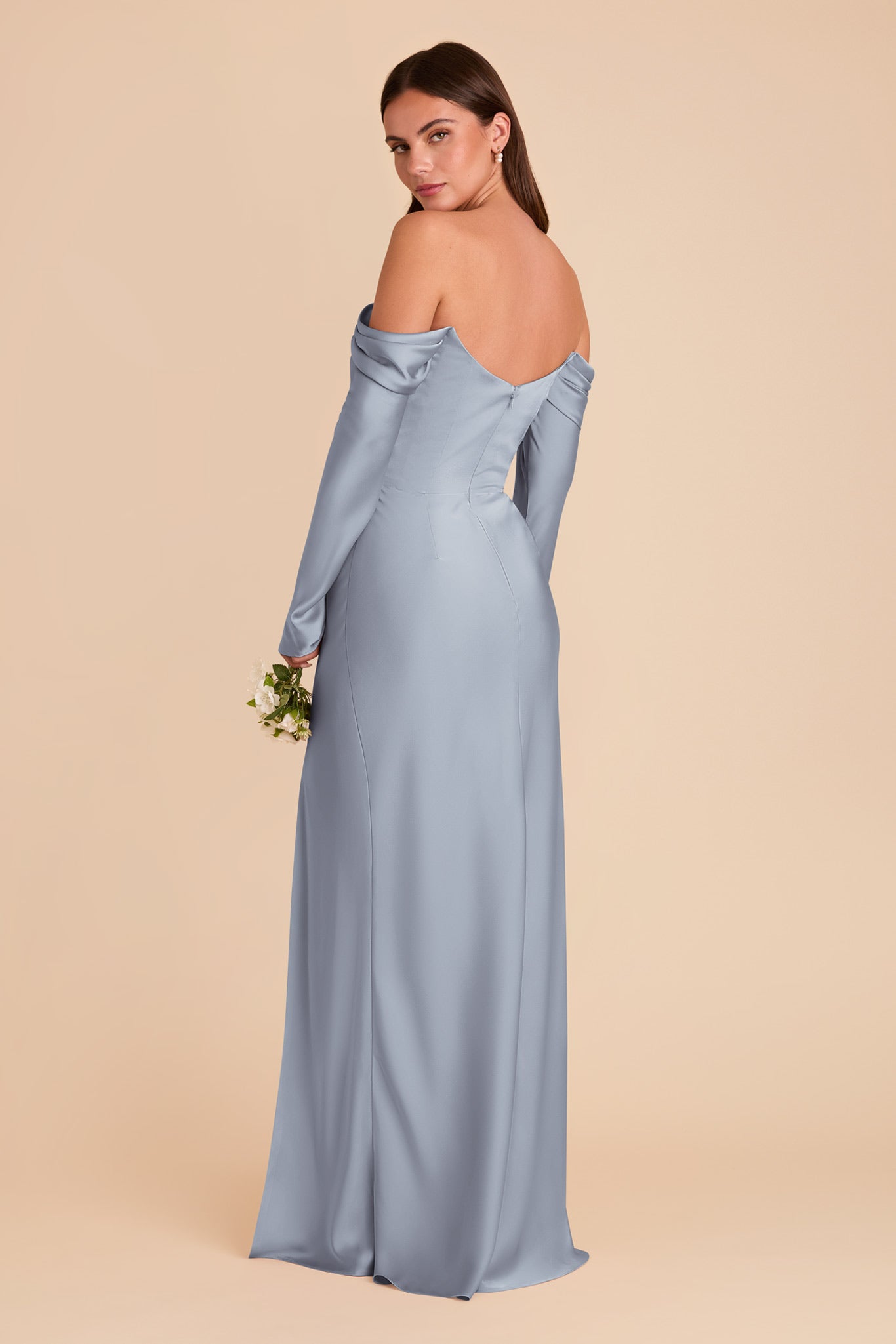 Off-the-Shoulder Bridesmaid Dress with Cowl Neck | Maya Matte Satin