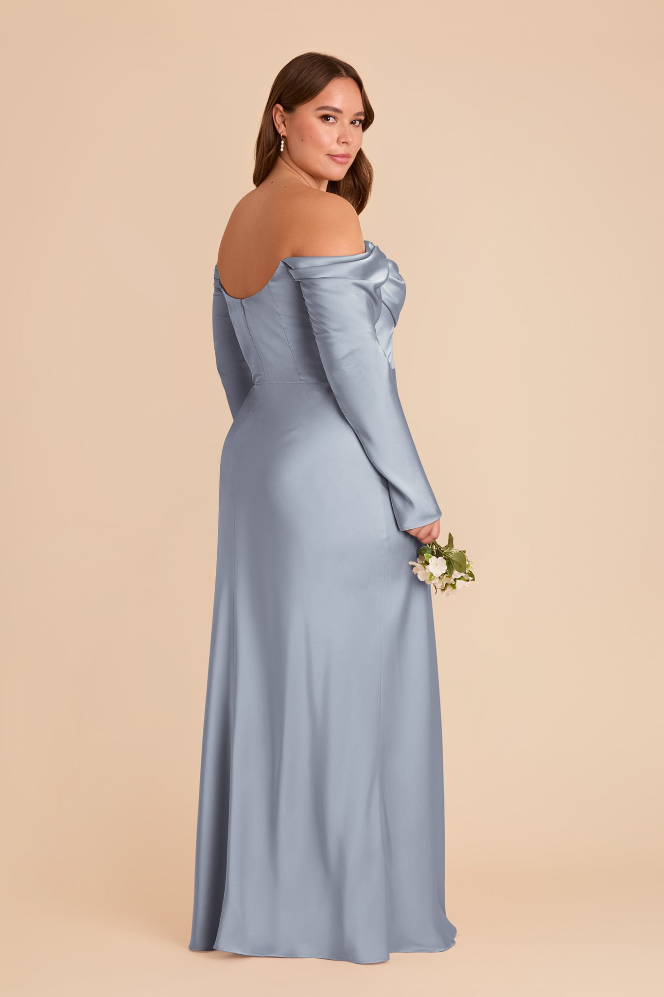 Off-the-Shoulder Bridesmaid Dress with Cowl Neck | Maya Matte Satin