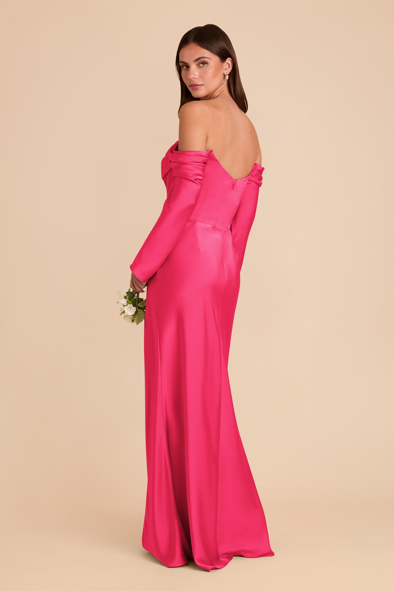 Off-the-Shoulder Bridesmaid Dress with Cowl Neck | Maya Matte Satin