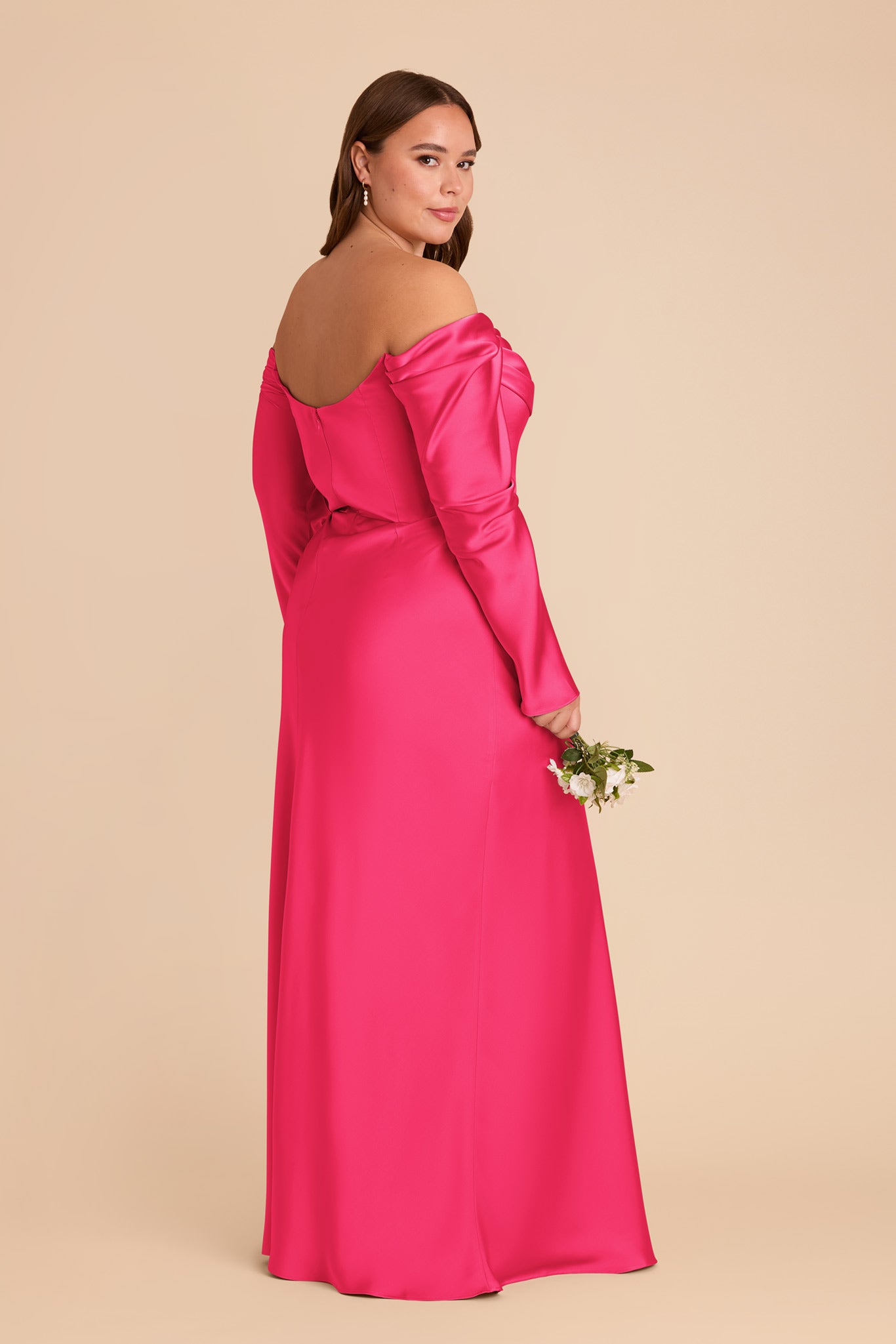 Off-the-Shoulder Bridesmaid Dress with Cowl Neck | Maya Matte Satin