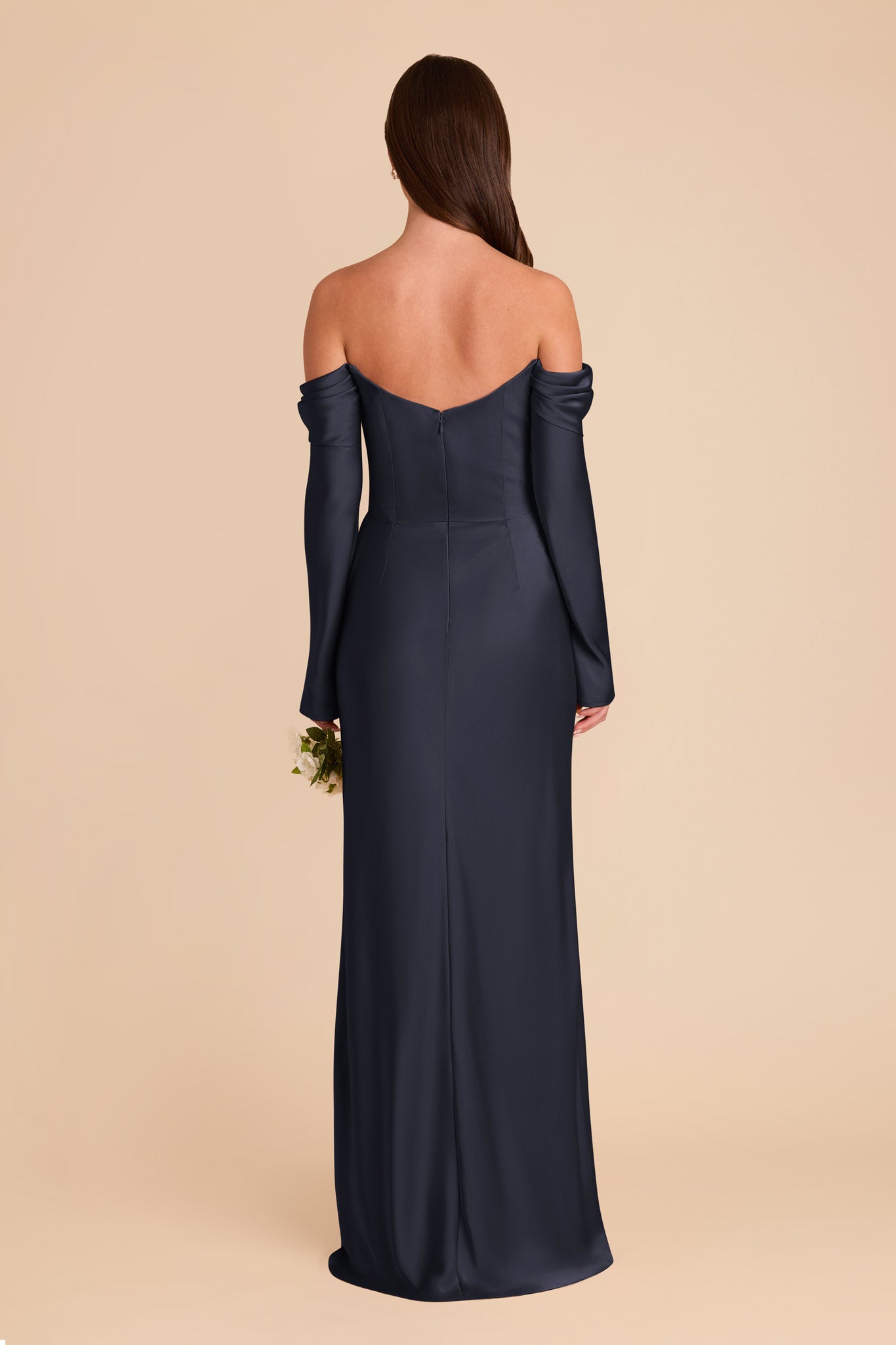 Off-the-Shoulder Bridesmaid Dress with Cowl Neck | Maya Matte Satin