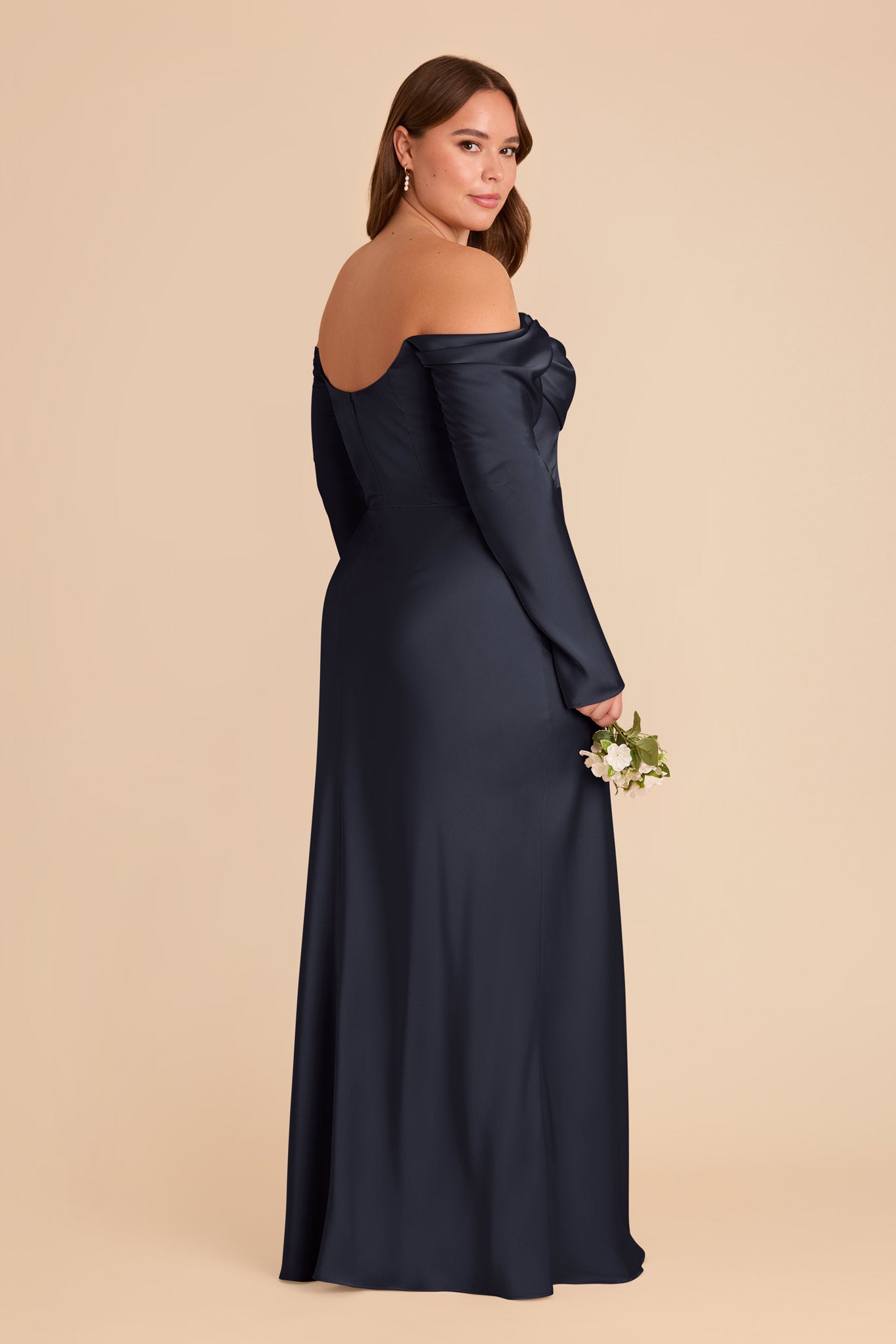 Off-the-Shoulder Bridesmaid Dress with Cowl Neck | Maya Matte Satin
