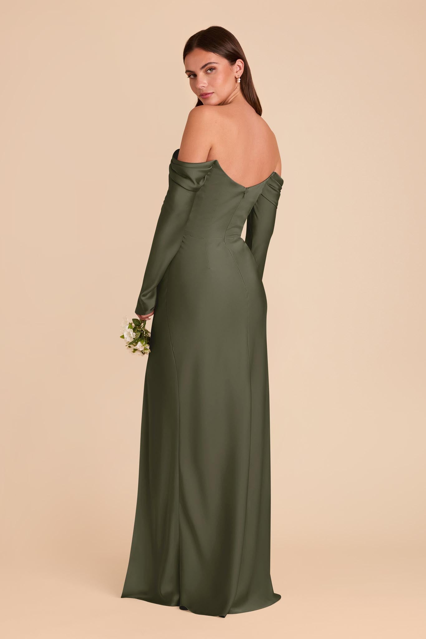 Off-the-Shoulder Bridesmaid Dress with Cowl Neck | Maya Matte Satin