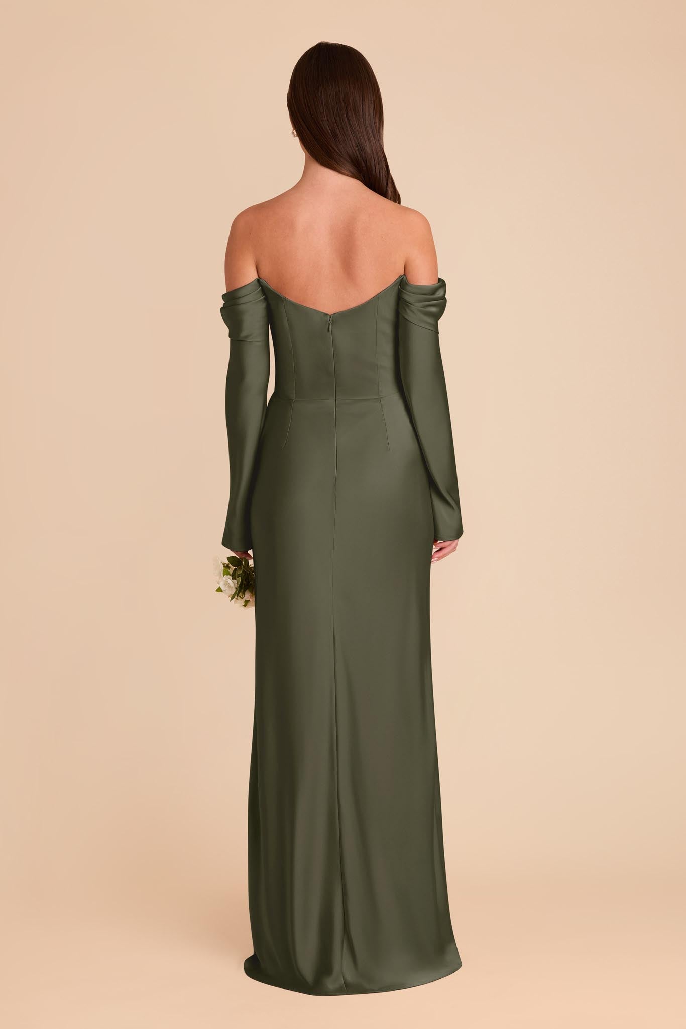 Off-the-Shoulder Bridesmaid Dress with Cowl Neck | Maya Matte Satin