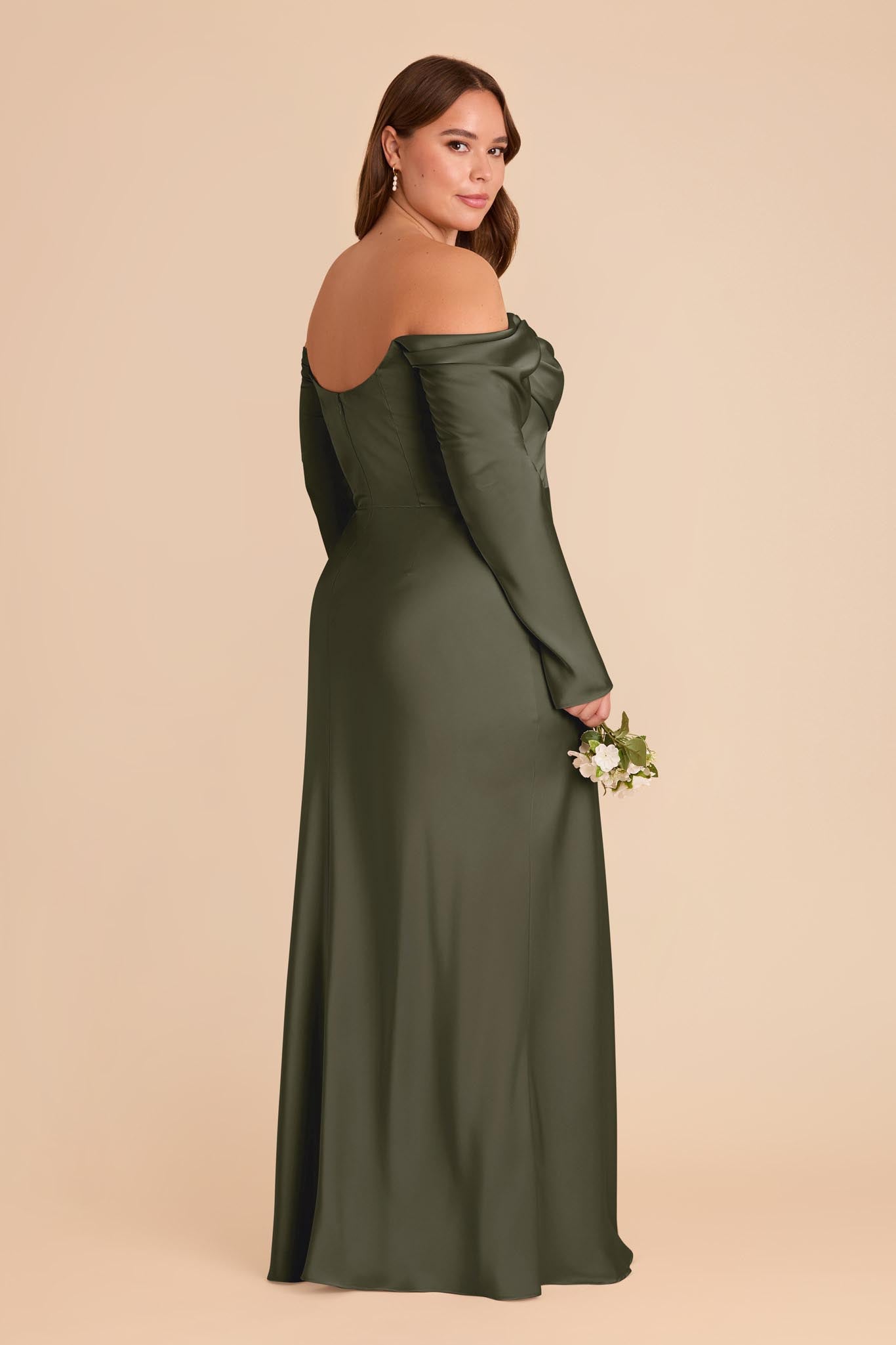 Off-the-Shoulder Bridesmaid Dress with Cowl Neck | Maya Matte Satin