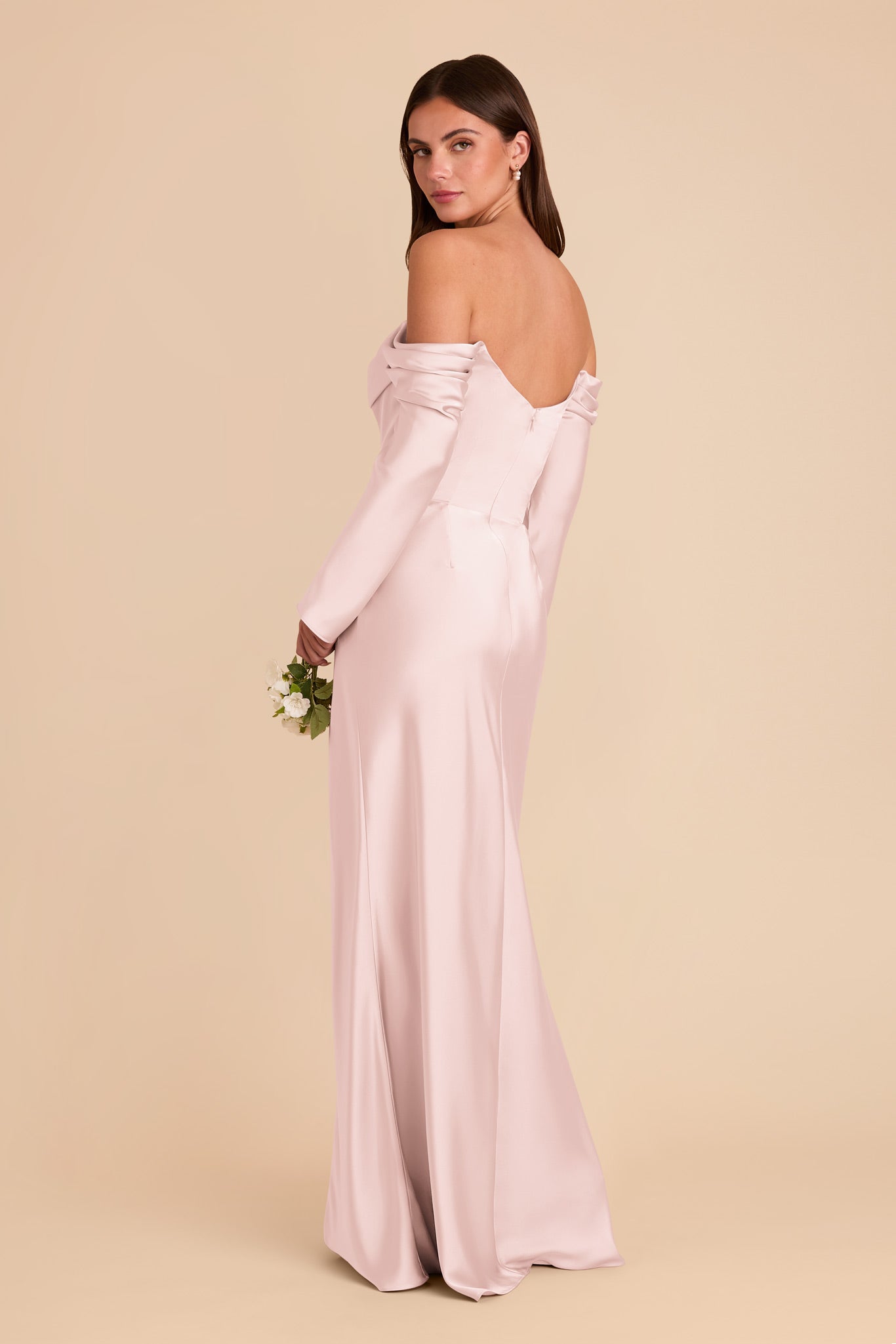 Off-the-Shoulder Bridesmaid Dress with Cowl Neck | Maya Matte Satin