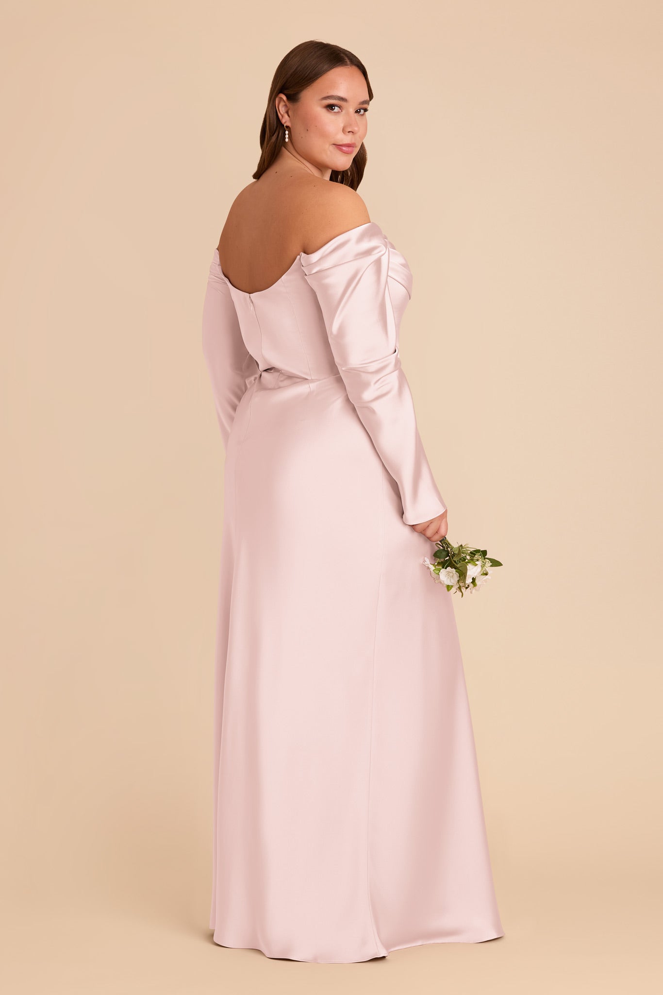Off-the-Shoulder Bridesmaid Dress with Cowl Neck | Maya Matte Satin