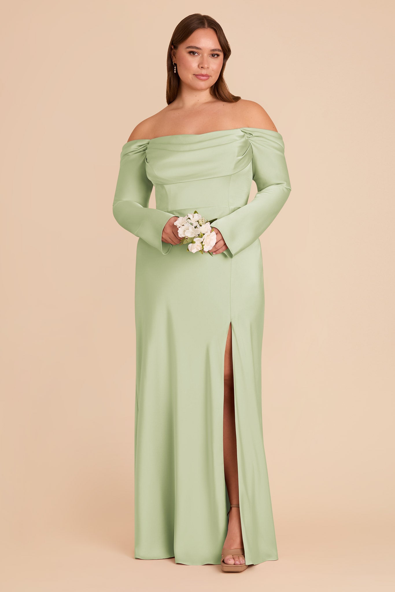 Off-the-Shoulder Bridesmaid Dress with Cowl Neck | Maya Matte Satin
