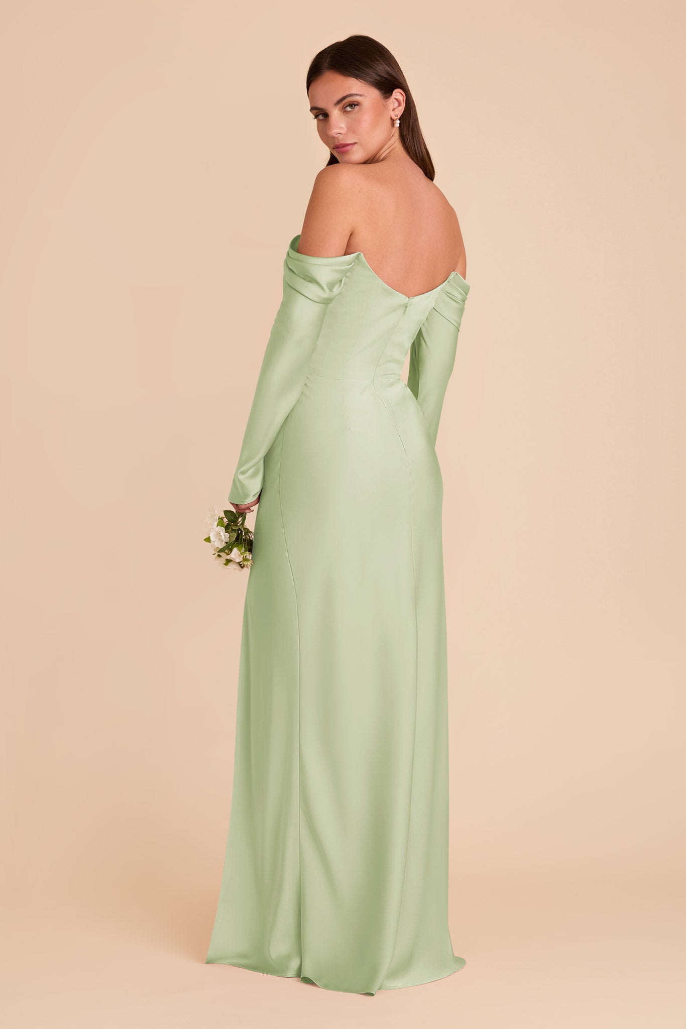 Off-the-Shoulder Bridesmaid Dress with Cowl Neck | Maya Matte Satin