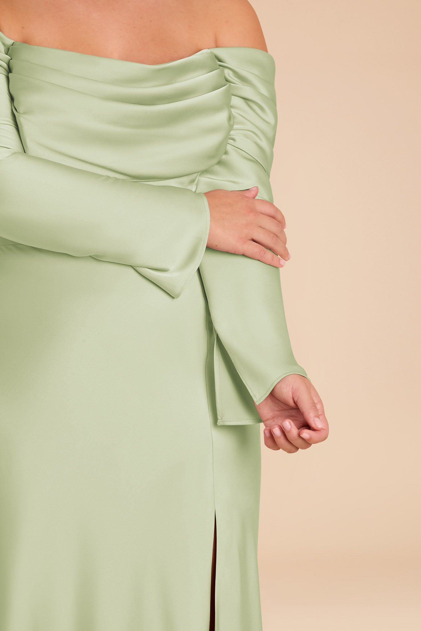 Off-the-Shoulder Bridesmaid Dress with Cowl Neck | Maya Matte Satin