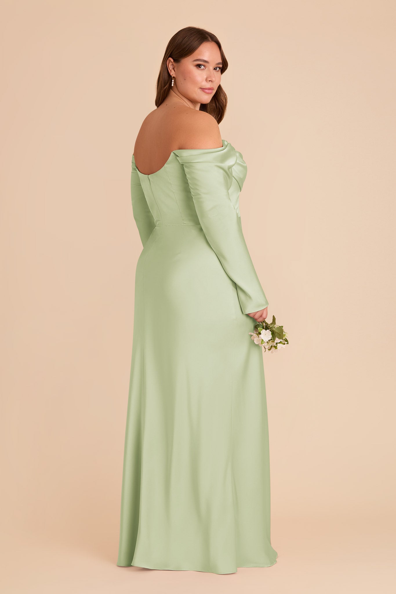 Off-the-Shoulder Bridesmaid Dress with Cowl Neck | Maya Matte Satin