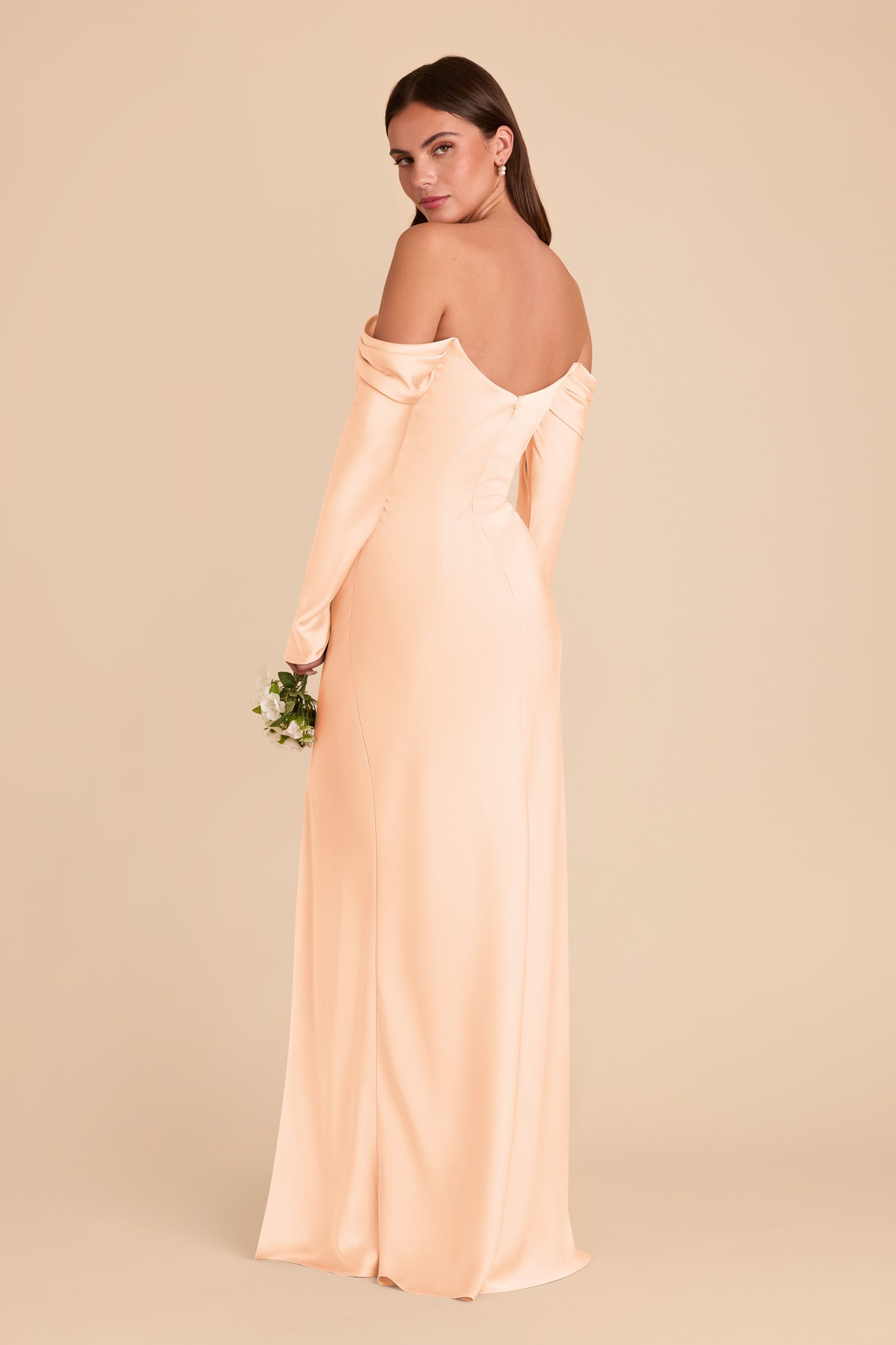 Off-the-Shoulder Bridesmaid Dress with Cowl Neck | Maya Matte Satin
