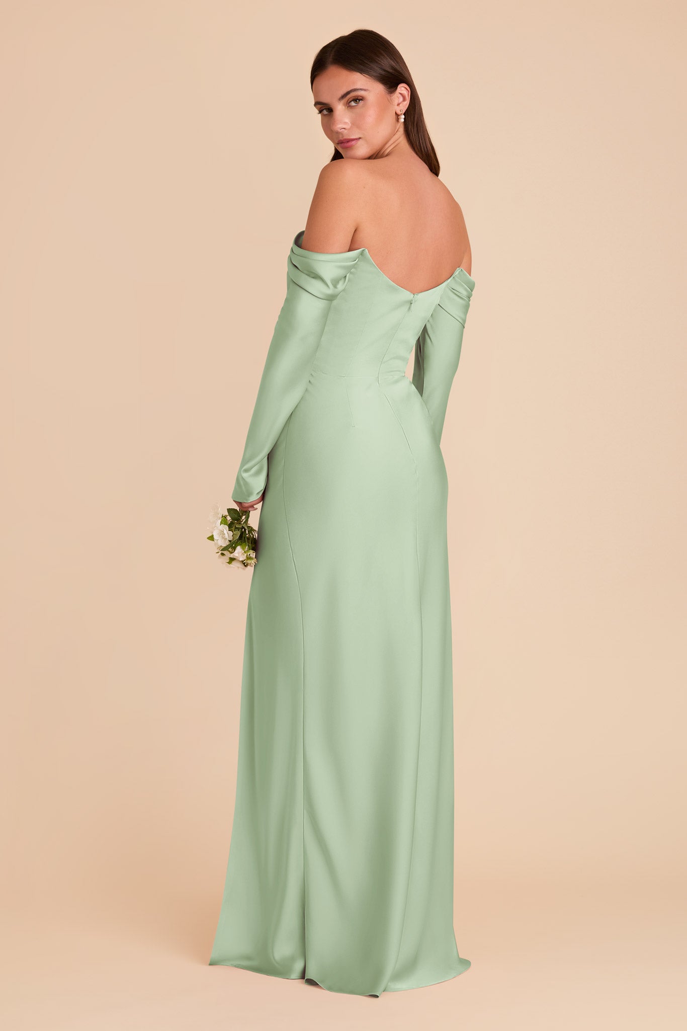 Off-the-Shoulder Bridesmaid Dress with Cowl Neck | Maya Matte Satin