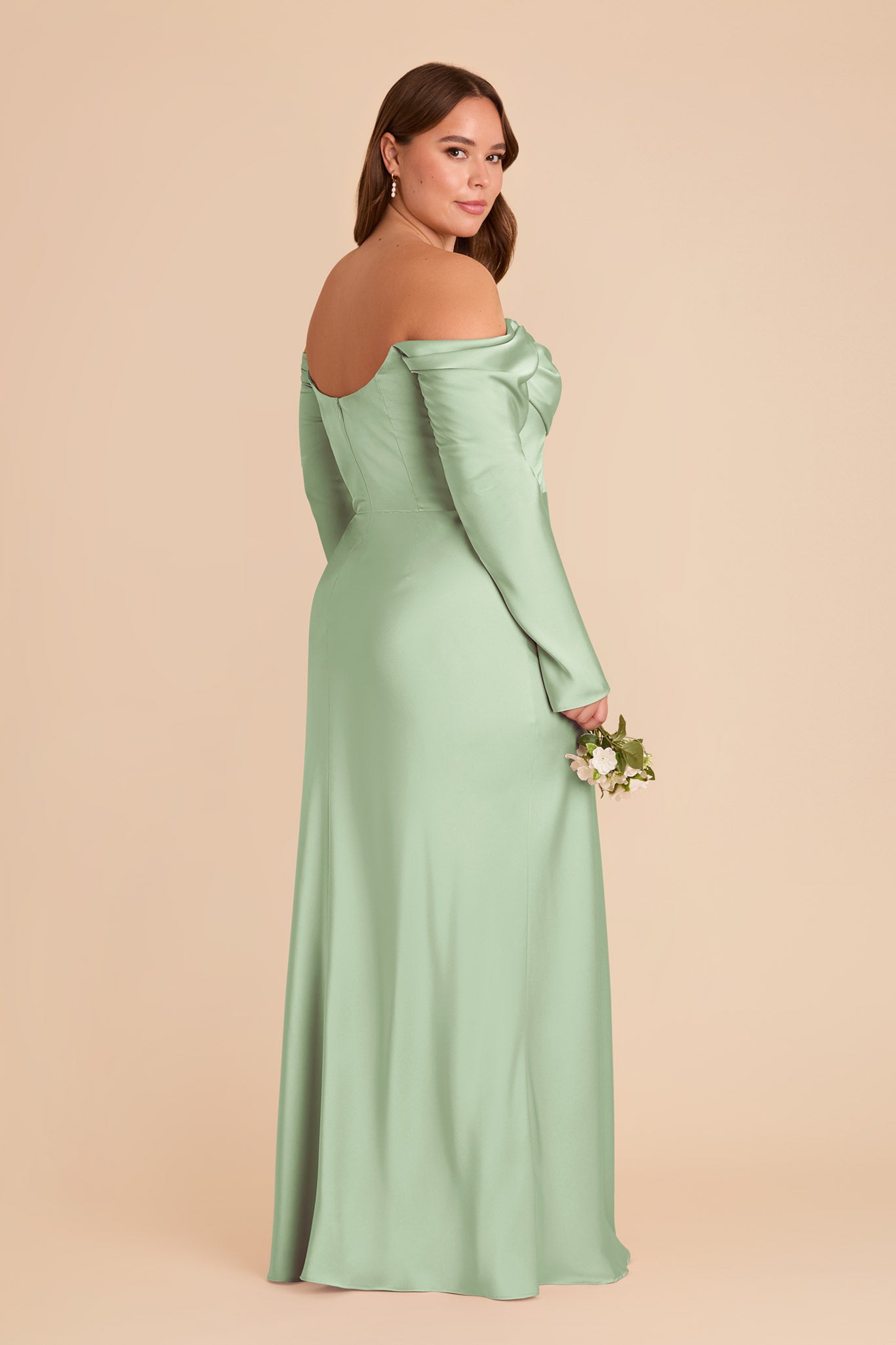 Off-the-Shoulder Bridesmaid Dress with Cowl Neck | Maya Matte Satin